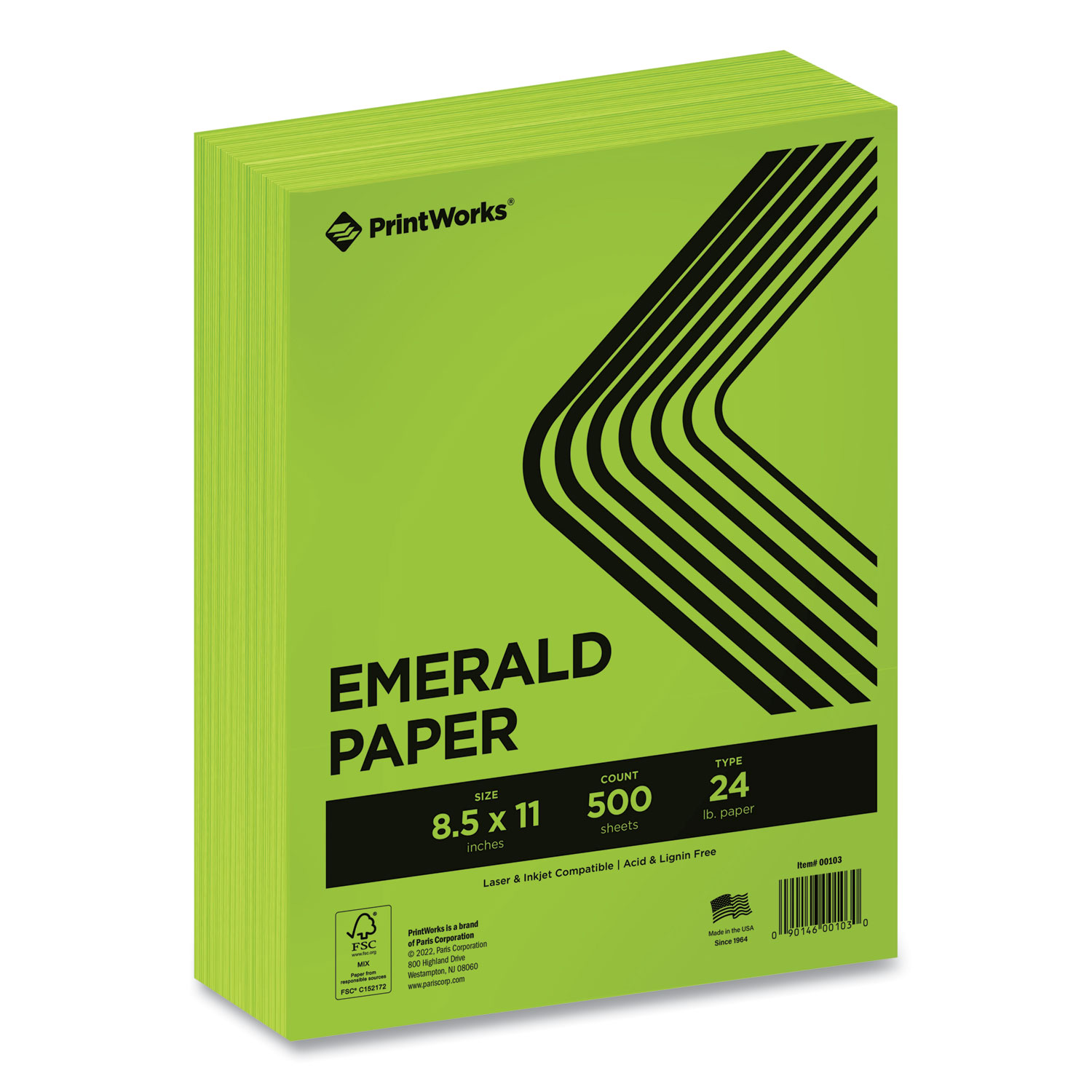 Color Paper, 24 lb Text Weight, 8.5 x 11, Emerald Green, 500/Ream