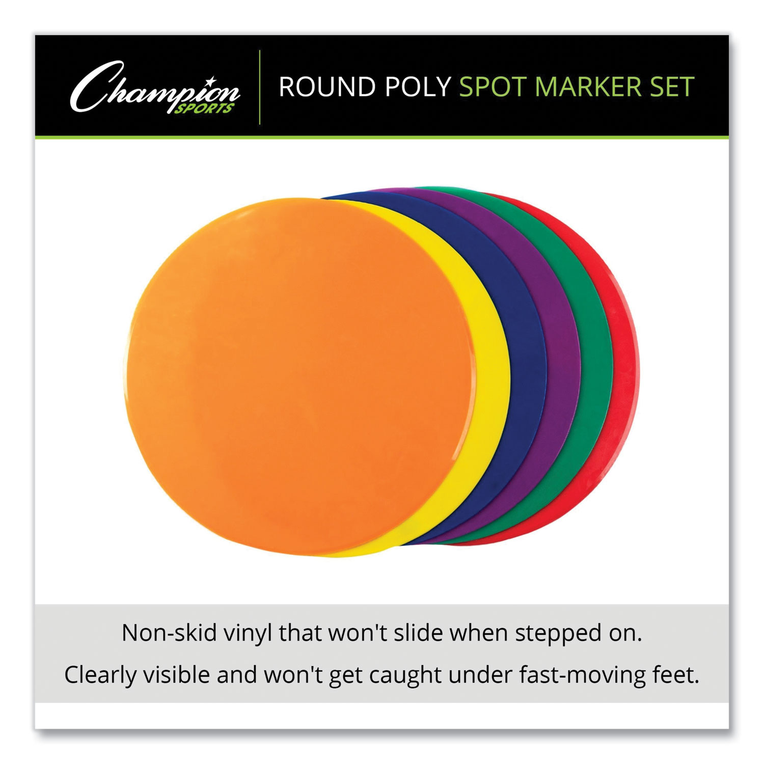 Champion Sports Rainbow Poly Spot Marker Set