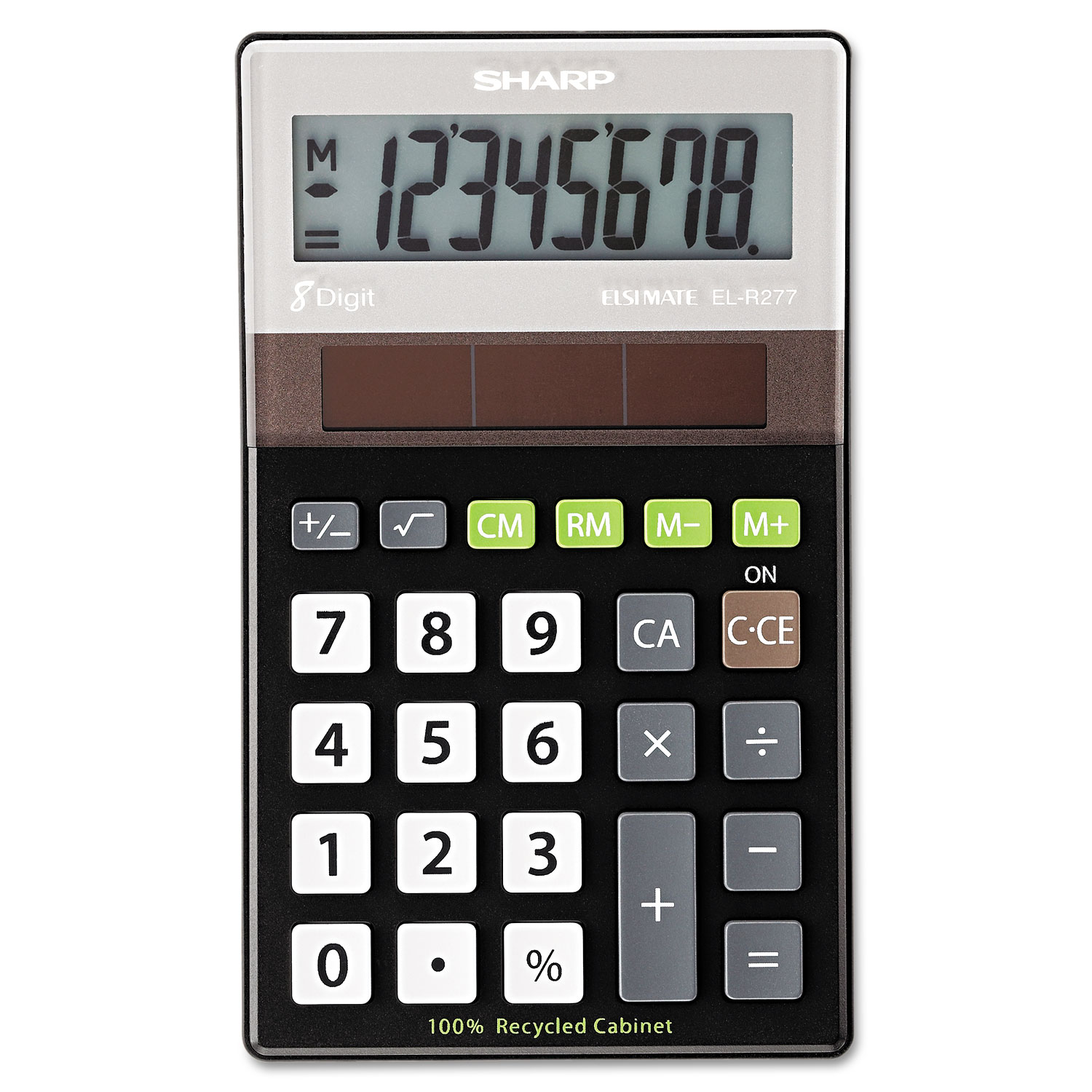  Sharp ELR277BBK EL-R277BBK Recycled Series Handheld Calculator, 8-Digit LCD (SHRELR277BBK) 