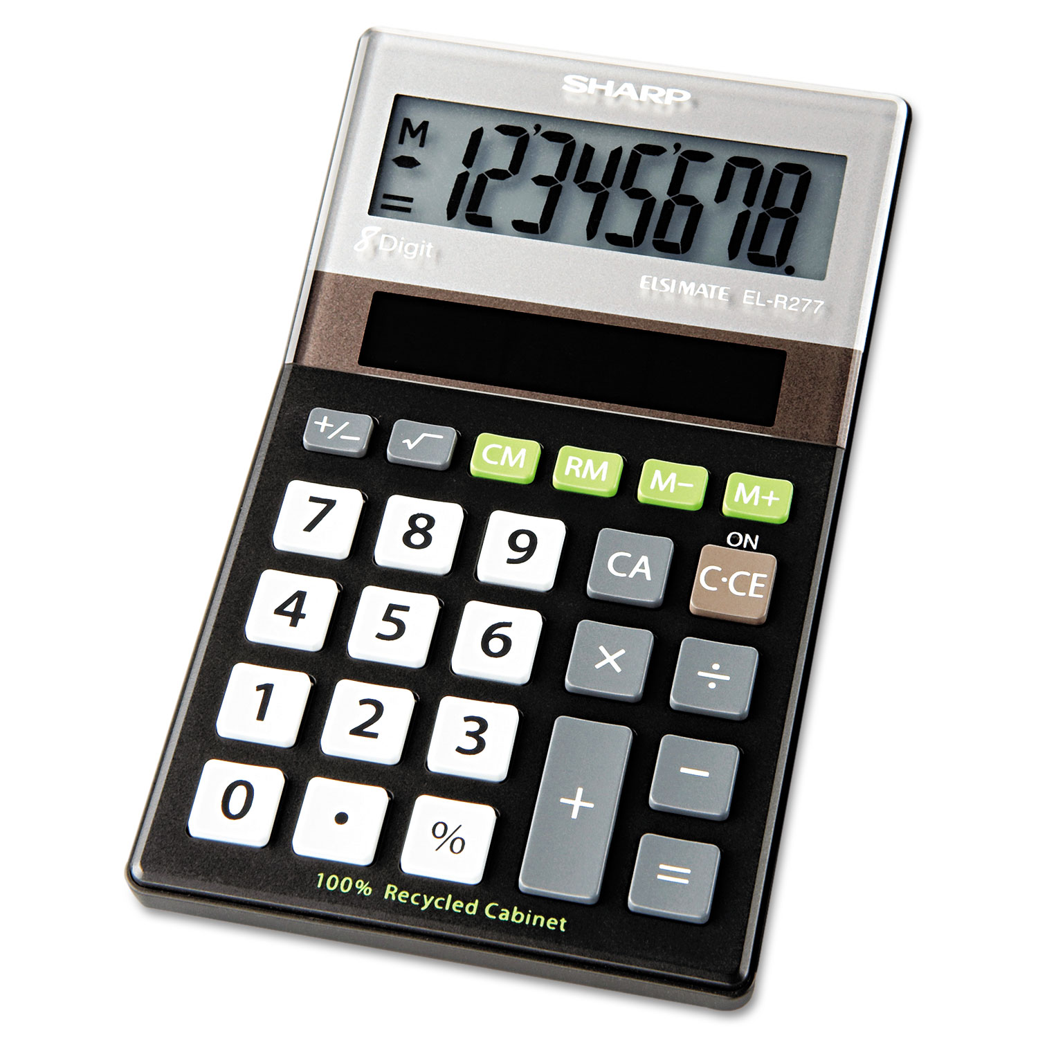 EL-R277BBK Recycled Series Handheld Calculator, 8-Digit LCD