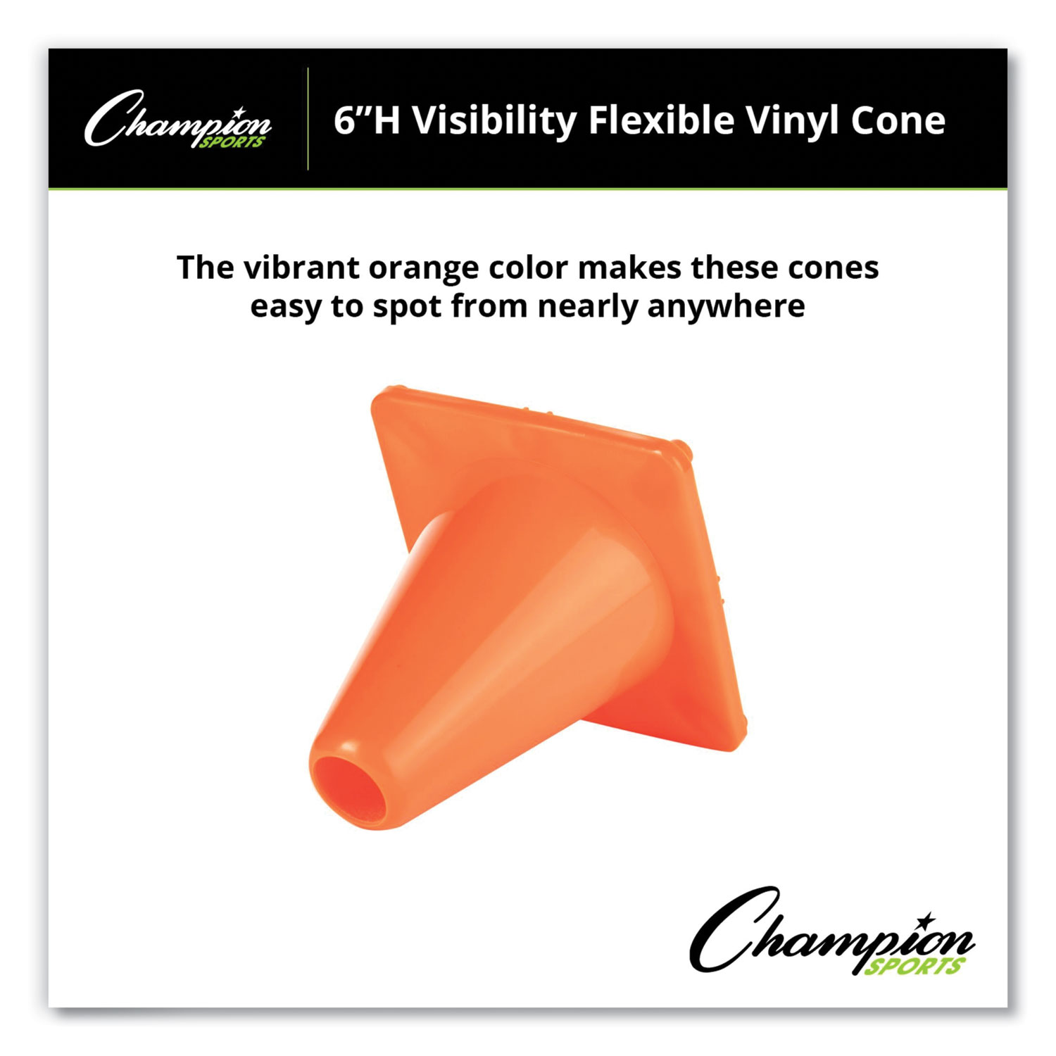 Champion Hi Visibility Plastic Cone Set, Vinyl, Assorted Colors - 6 count