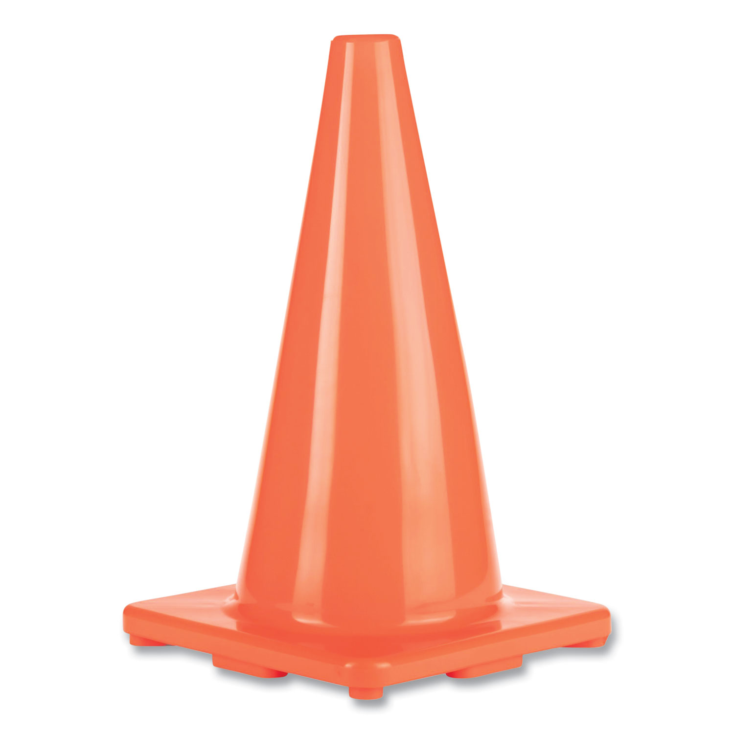 Hi-Visibility Vinyl Cones, 18″ Tall, Fluorescent Orange, 10.63″ x 10.63″ Base