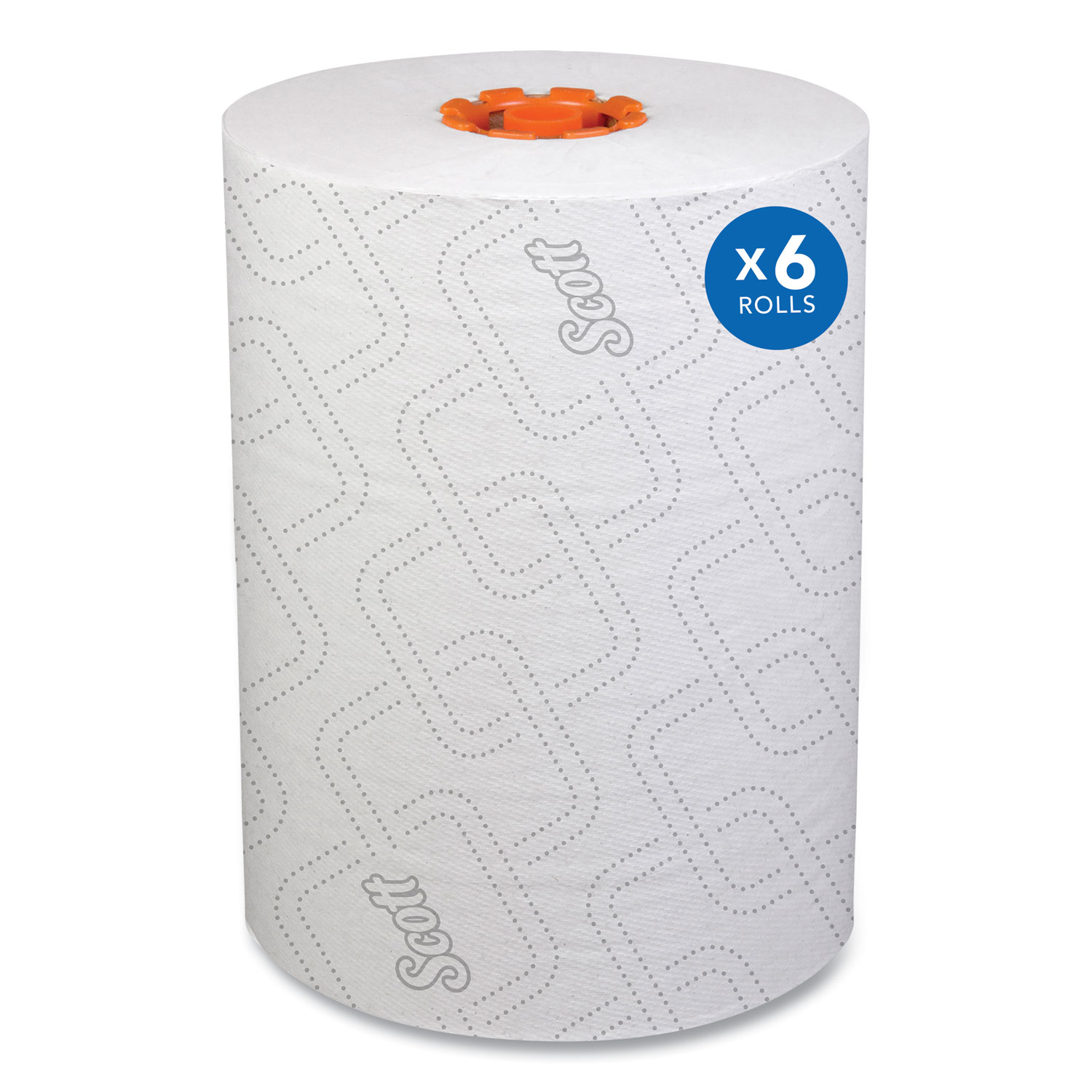 Slimroll Towels, 1-Ply, 8″ x 580 ft, White/Orange Core, 6 Roll/Carton