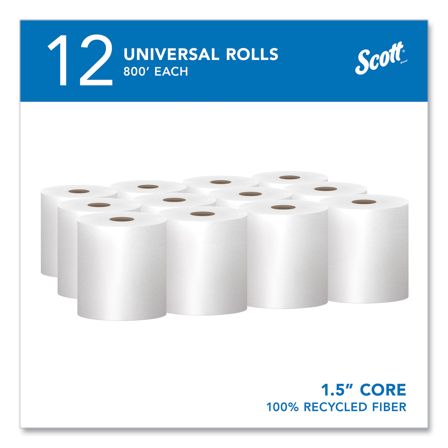 Scott - Paper Towels: Hard Roll, 12 Rolls, 1 Ply, Recycled Fiber