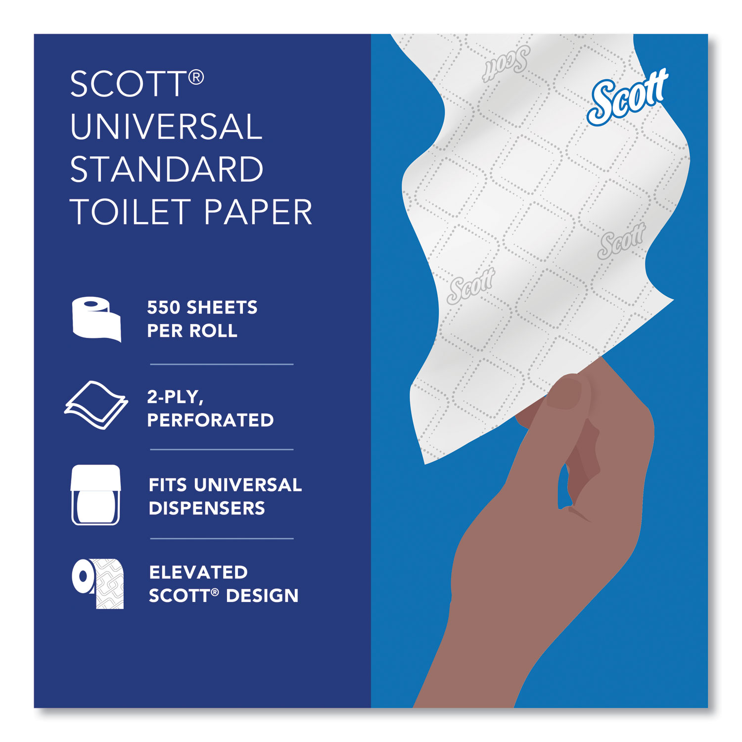 Kimberly-Clark Scott® Essential Professional Standard Roll Bathroom Tissue  (04460), 2-Ply, White, 80 Rolls / Case, 550 Sheets / Roll, 44,000 Sheets /  Case, 04460KIM