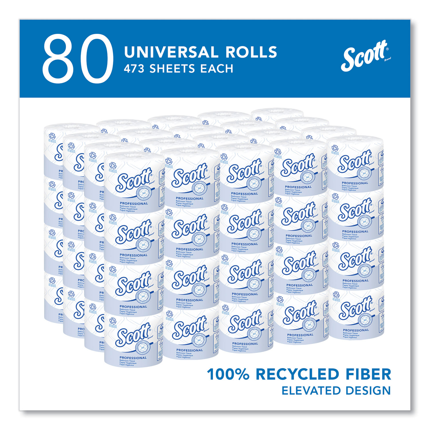 Essential 100% Recycled Fiber SRB Bathroom Tissue, Septic Safe, 2-Ply,  White, 473 Sheets/Roll, 80 Rolls/Carton