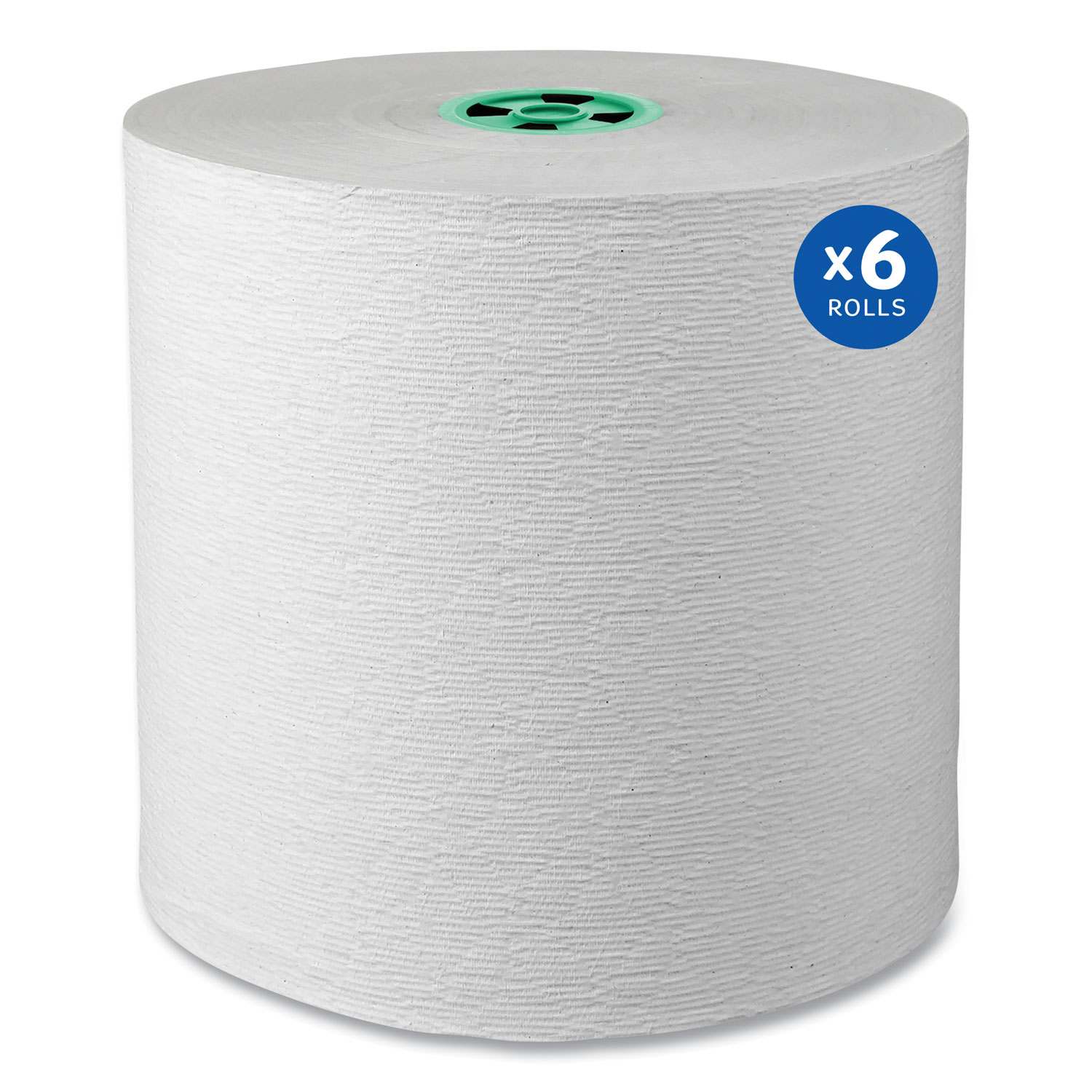 Hard Roll Paper Towels with Premium Absorbency Pockets with Colored Core, Green Core, 1-Ply, 7.5″ x 700 ft, White, 6 Rolls/CT