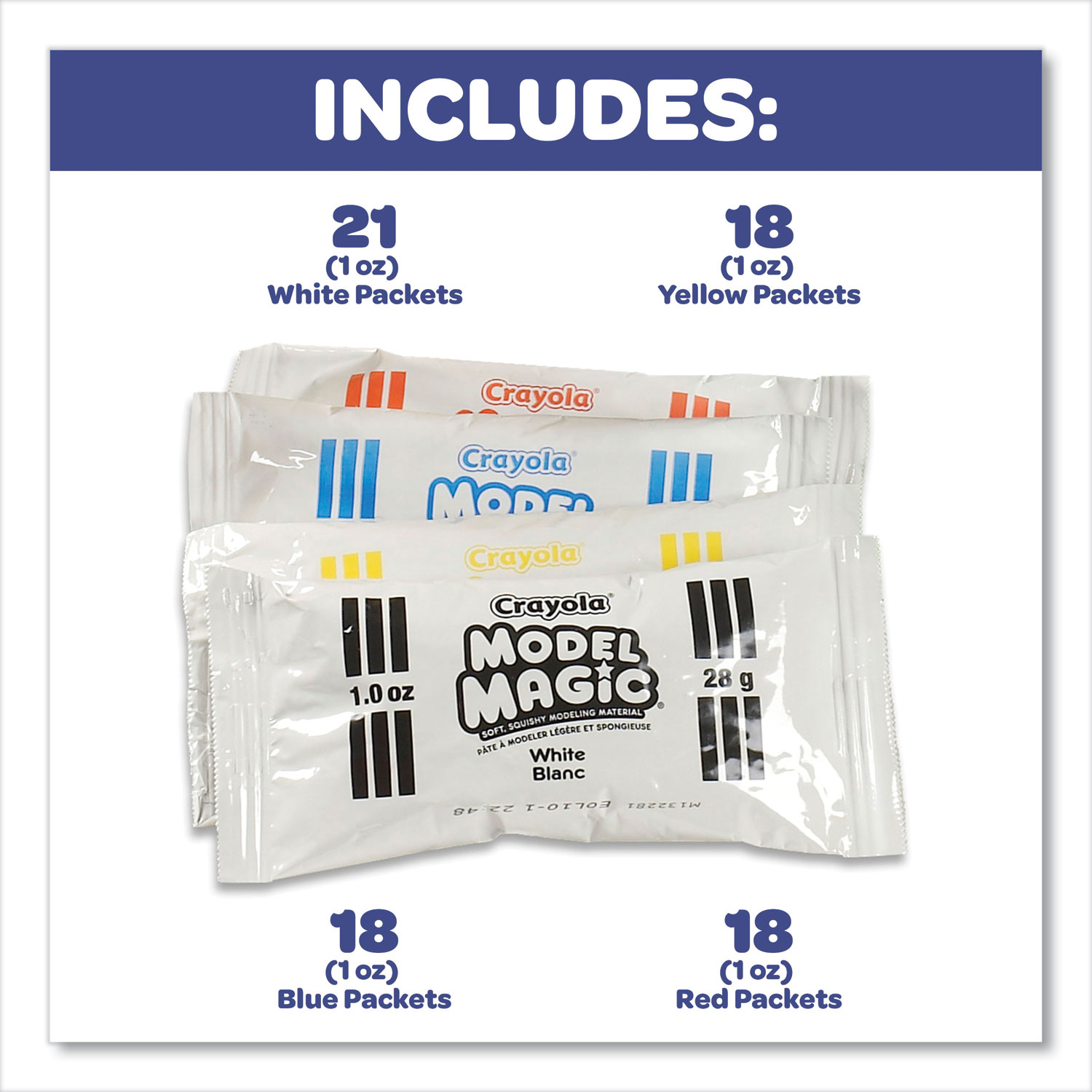 Crayola Model Magic Modeling Compound, 1 oz Each Packet, White, 6 lbs. 13 oz (CYO236001)