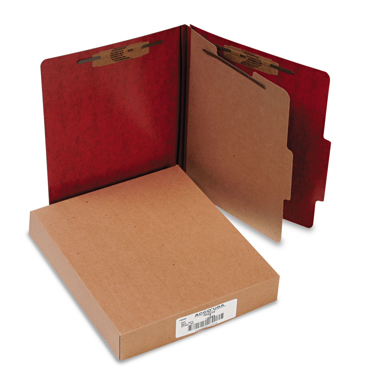  ACCO A7015004 20 pt. PRESSTEX Classification Folders, 1 Divider, Letter Size, Red, 10/Box (ACC15004) 