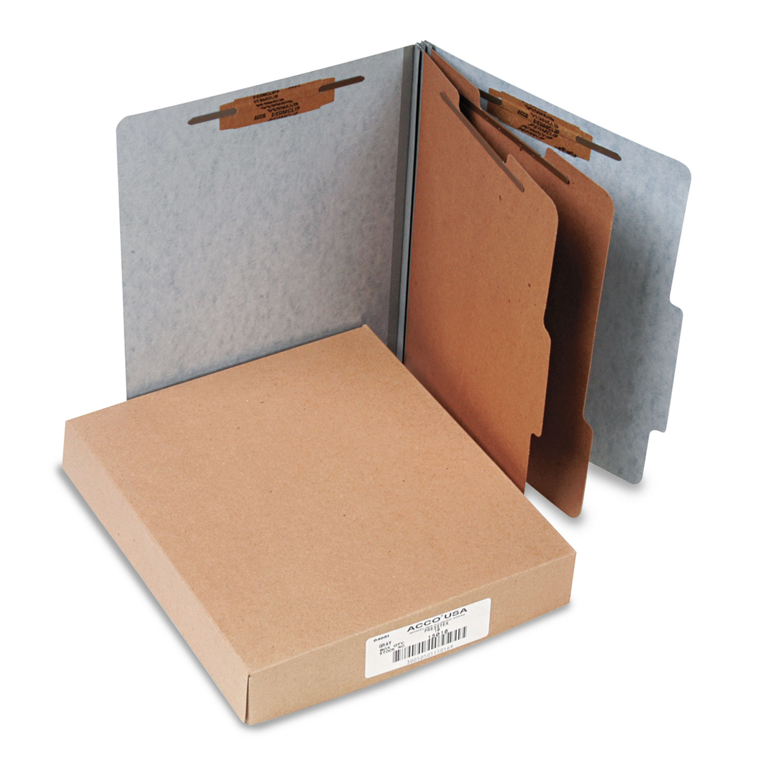 20-Pt PRESSTEX Classification Folders, Letter, 6-Section, Gray, 10/Box