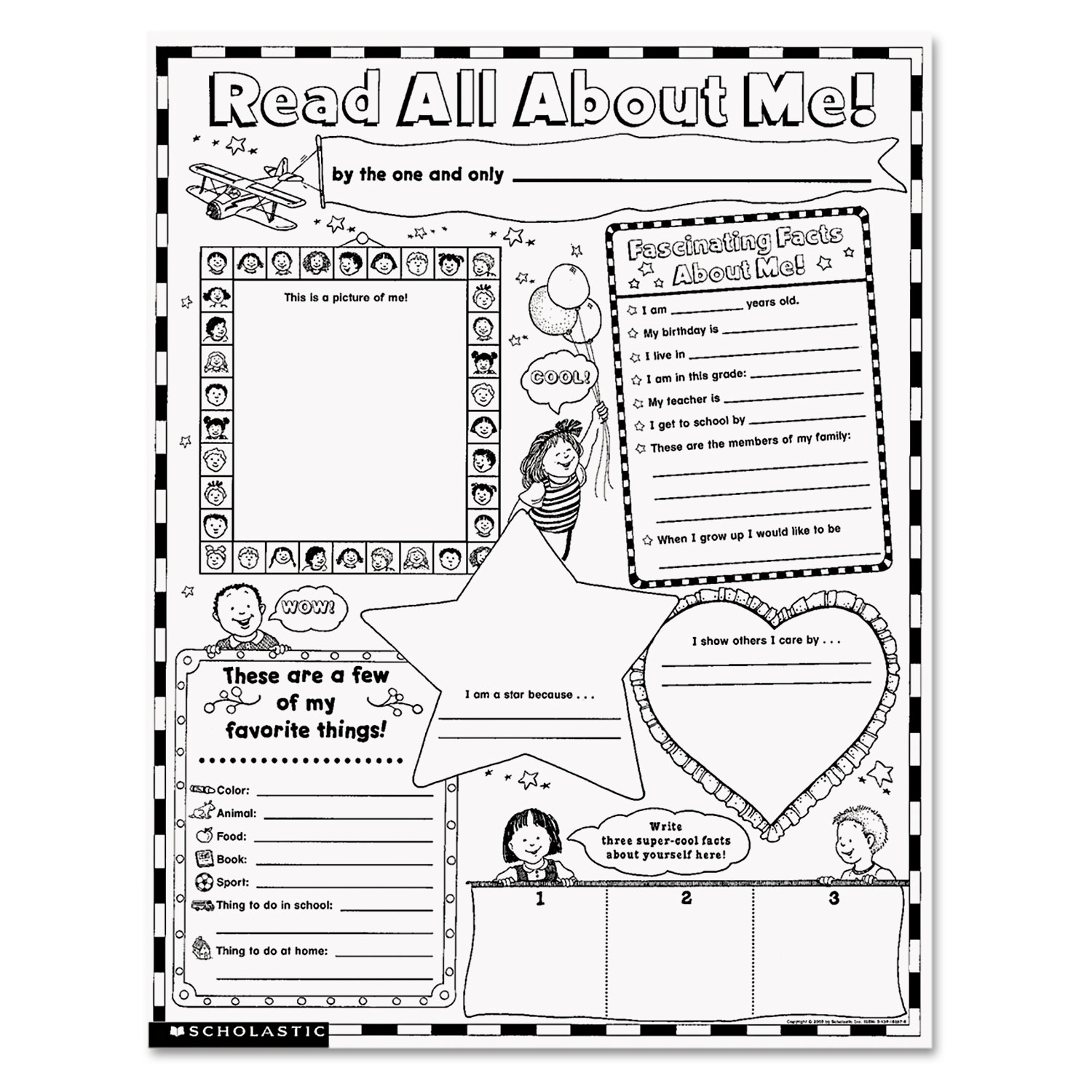 Instant Personal Poster Sets, Read All About Me, 17 x 22, 30/Pack