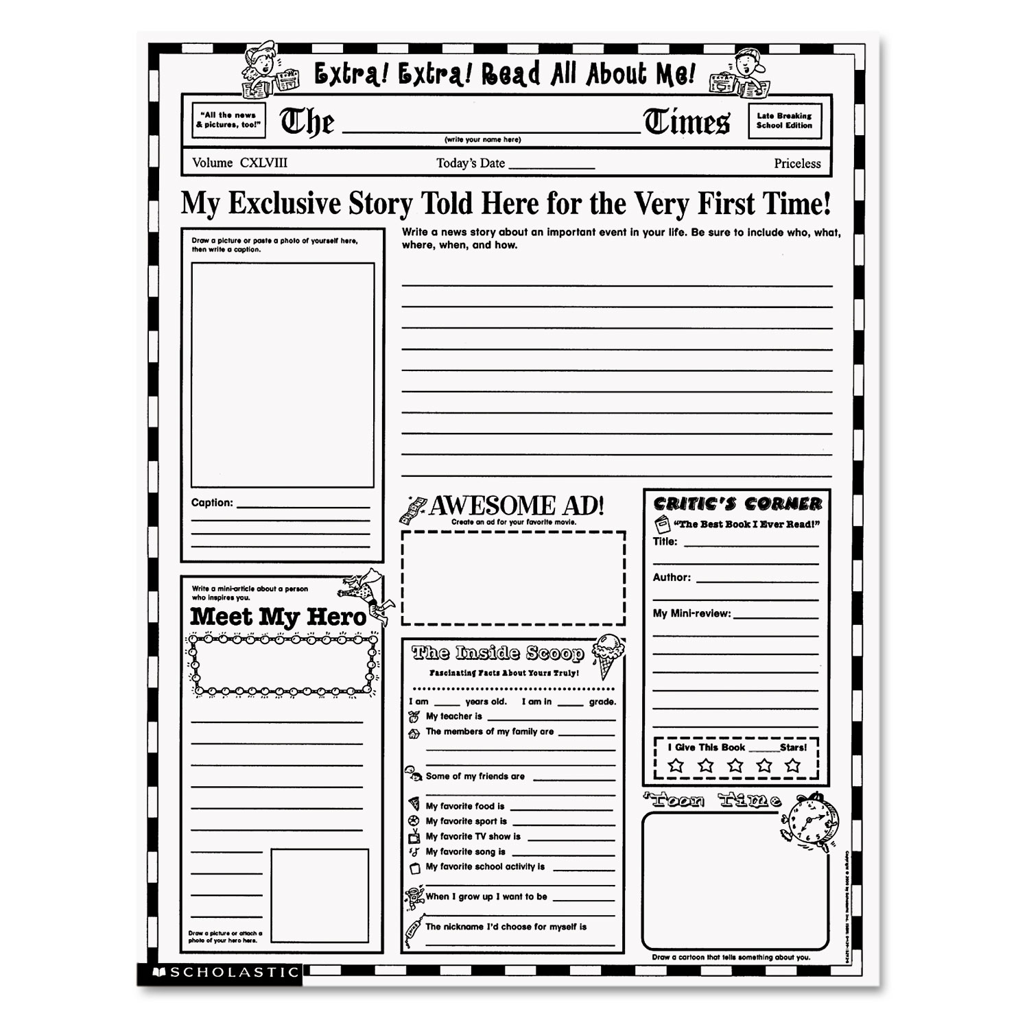 Instant Personal Poster Sets, Extra Extra Read All About Me, 17 x 22, 30/Pack