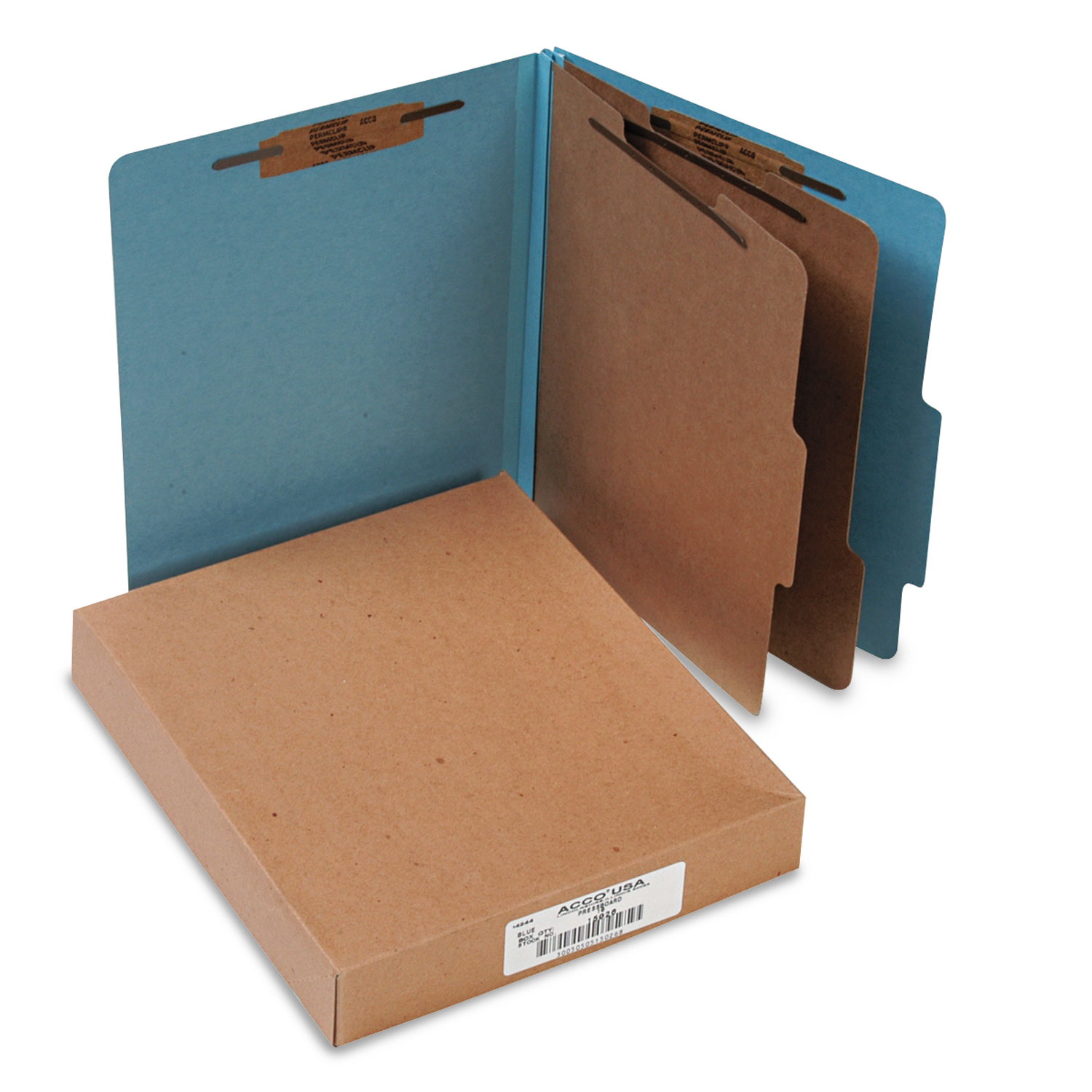 Pressboard 25-Pt Classification Folders, Letter, 6-Section, Sky Blue, 10/Box