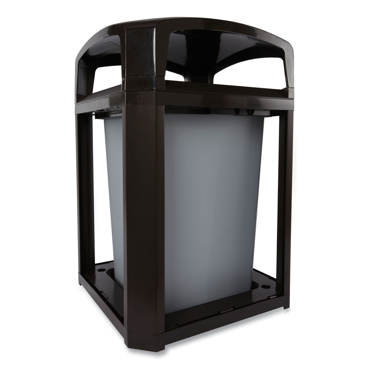 Landmark Series Classic Dome Top Container and Ashtray, 35 gal, Resin, Black