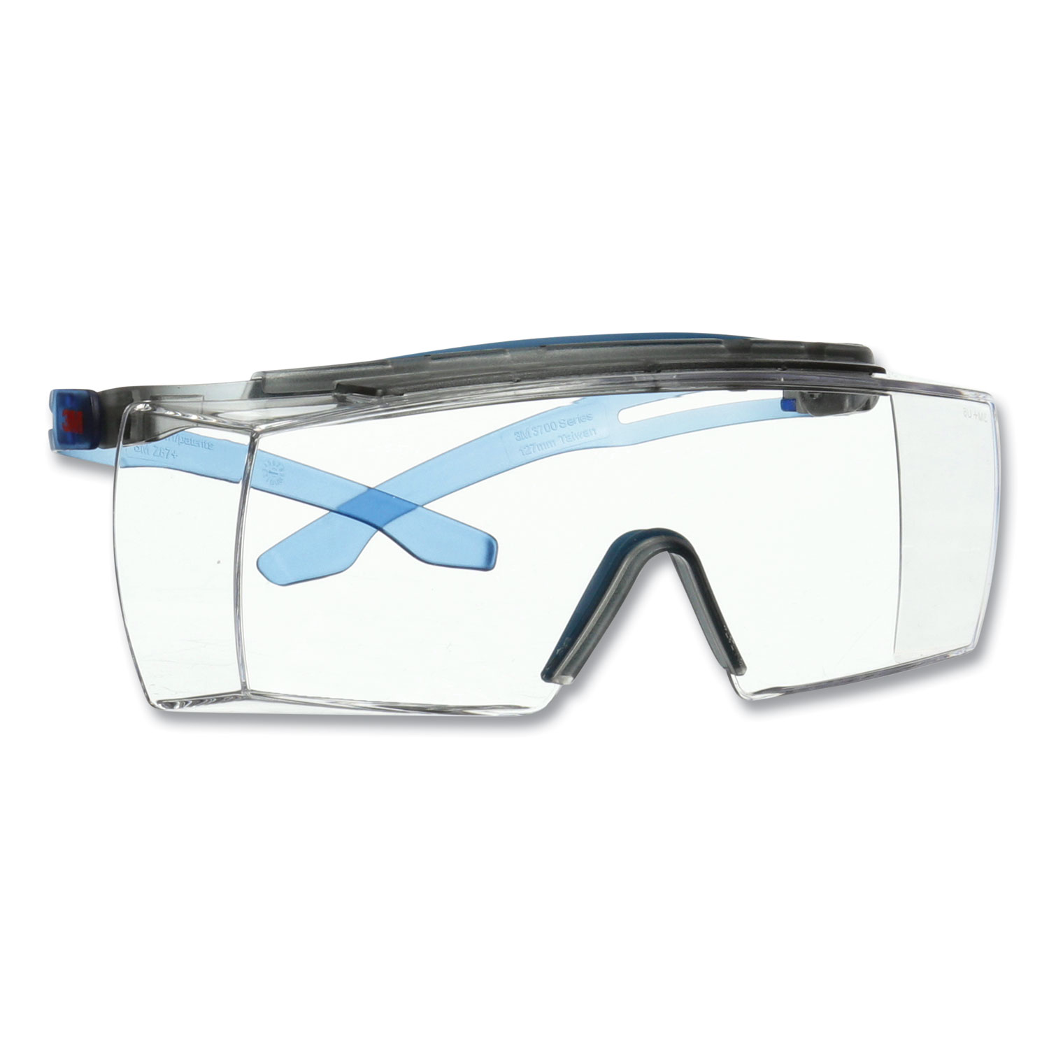 SecureFit Protective Eyewear, 3700 OTG Series, Blue Plastic Frame, Clean Polycarbonate Lens