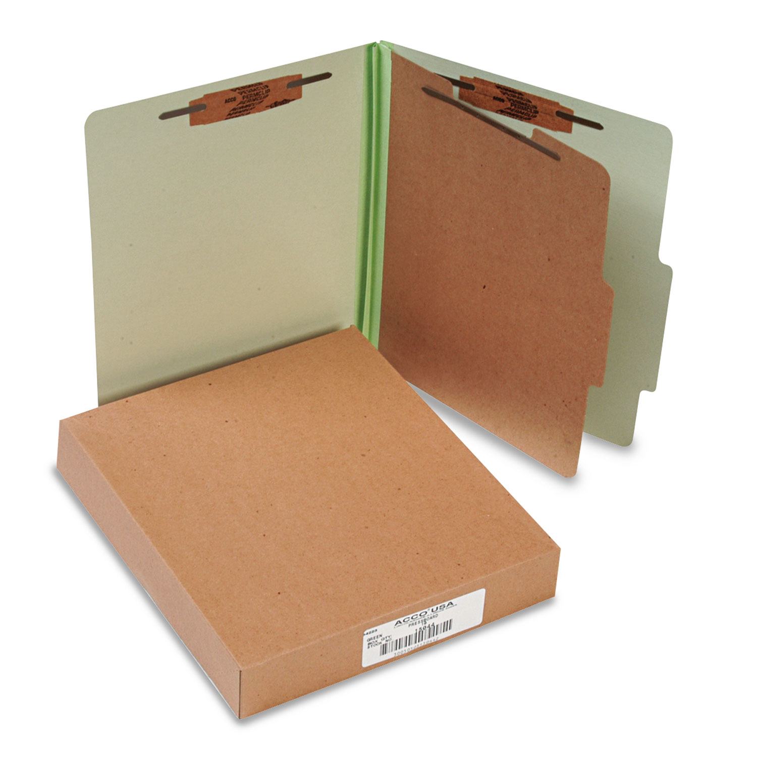 Pressboard 25-Pt Classification Folders, Letter, 4-Section, Leaf Green, 10/Box
