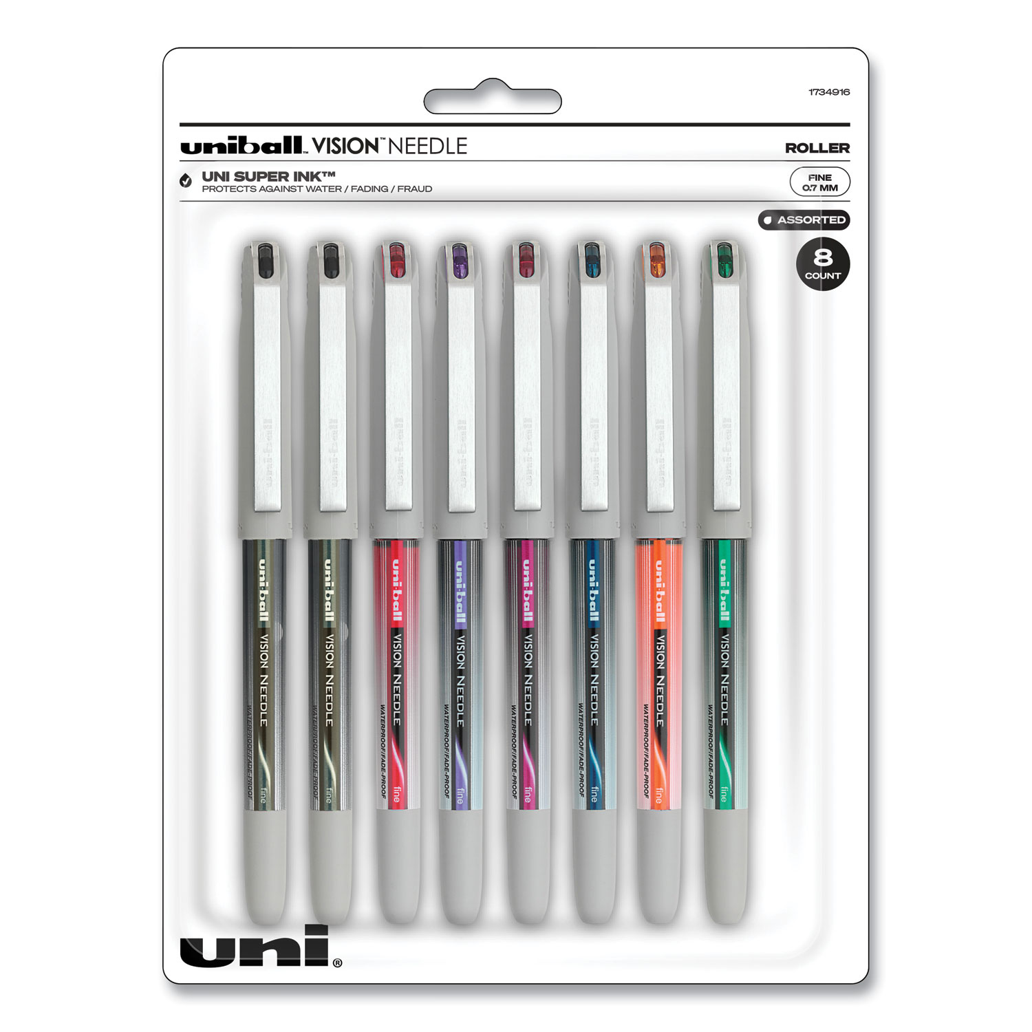 Unione Gel Pen, Retractable, Medium 0.7 mm, Fashion Ink-Color Assortment, White Barrel, 5/Pack