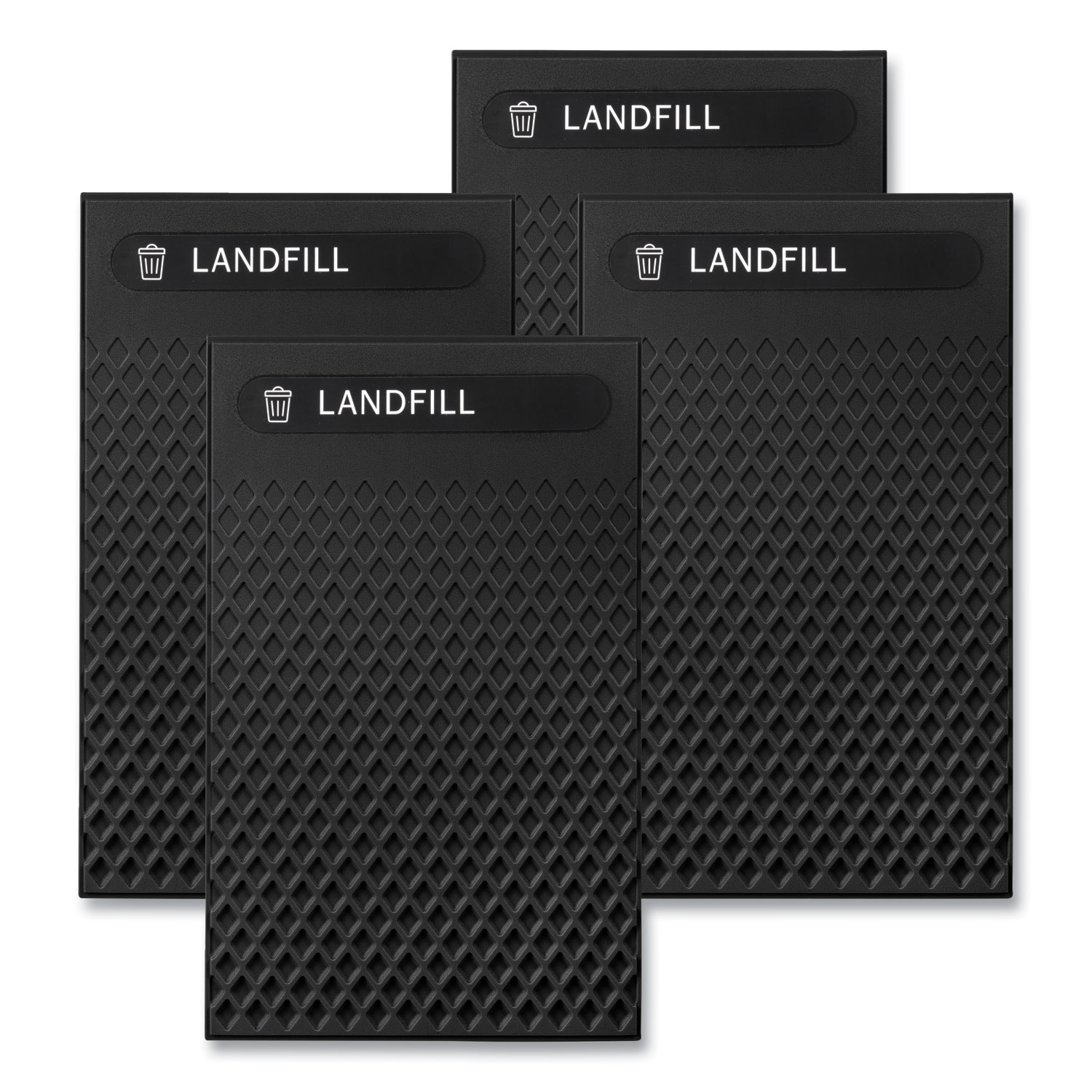 Large Prelabeled Landfill Waste Panels for Tailor and Landmark Series Containers 20.72" x 0.5" x 34.33", Black, 4/Carton