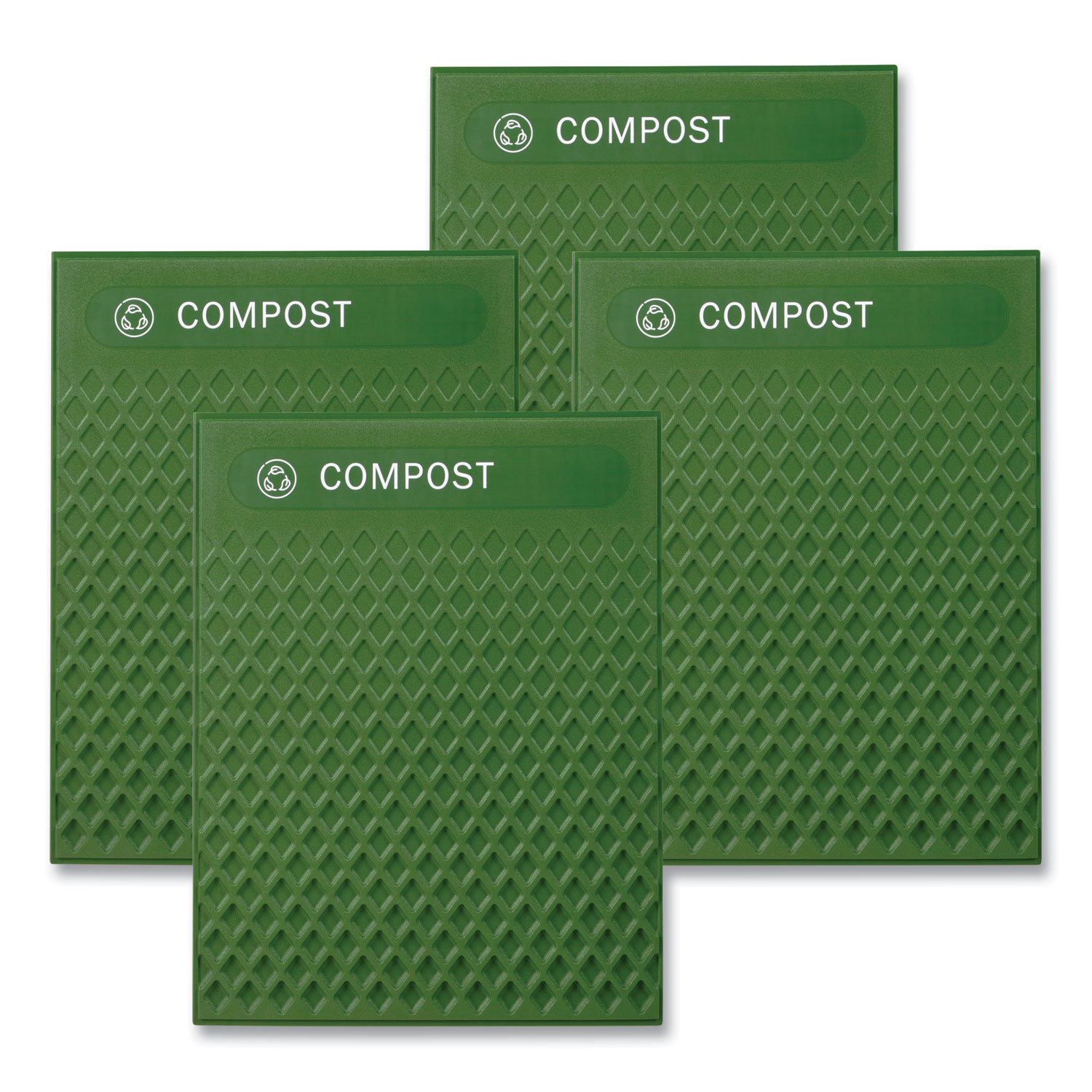 Medium Prelabeled Compost Waste Panels for Tailor and Landmark Series Containers, 20.72" x 0.5" x 27.95", Green, 4/Carton