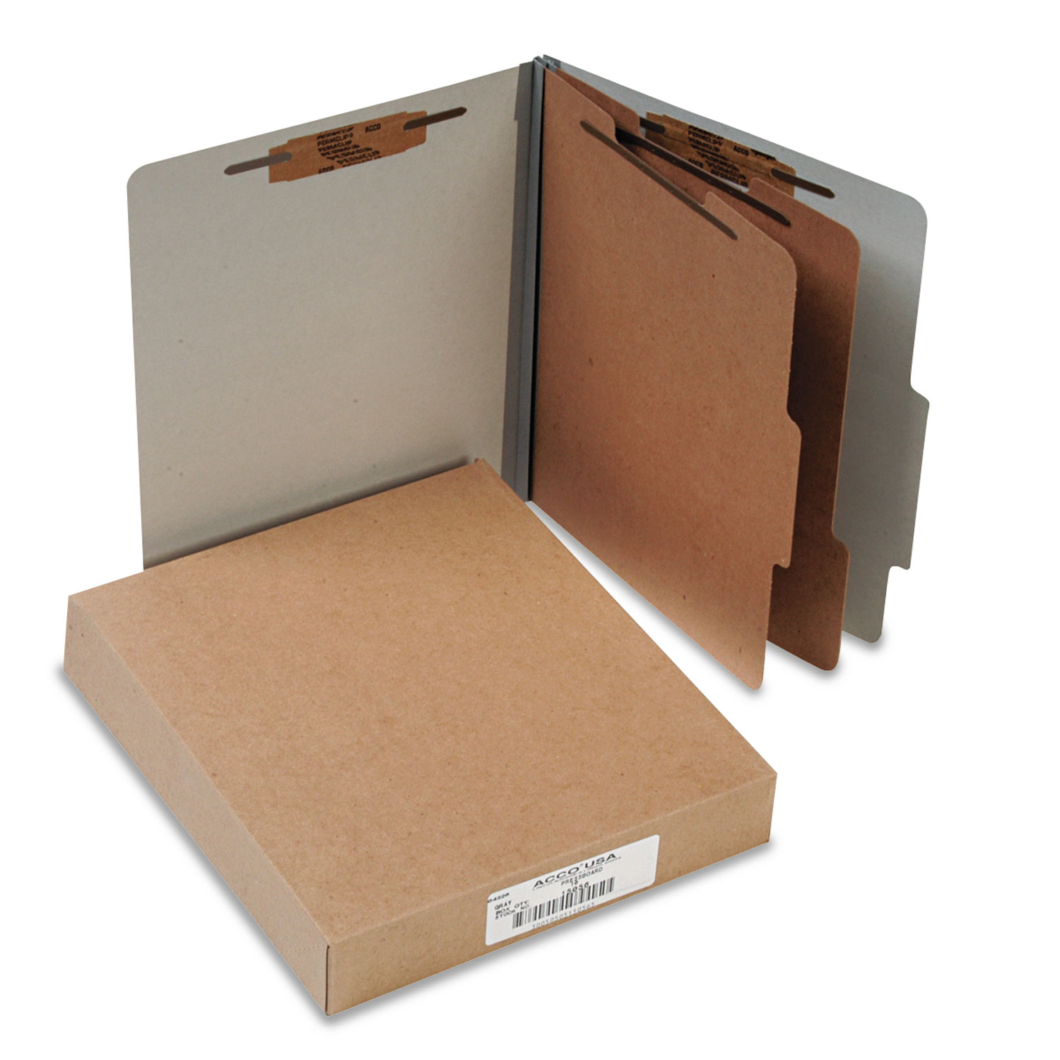 Pressboard 25-Pt Classification Folders, Letter, 6-Section, Mist Gray, 10/Box