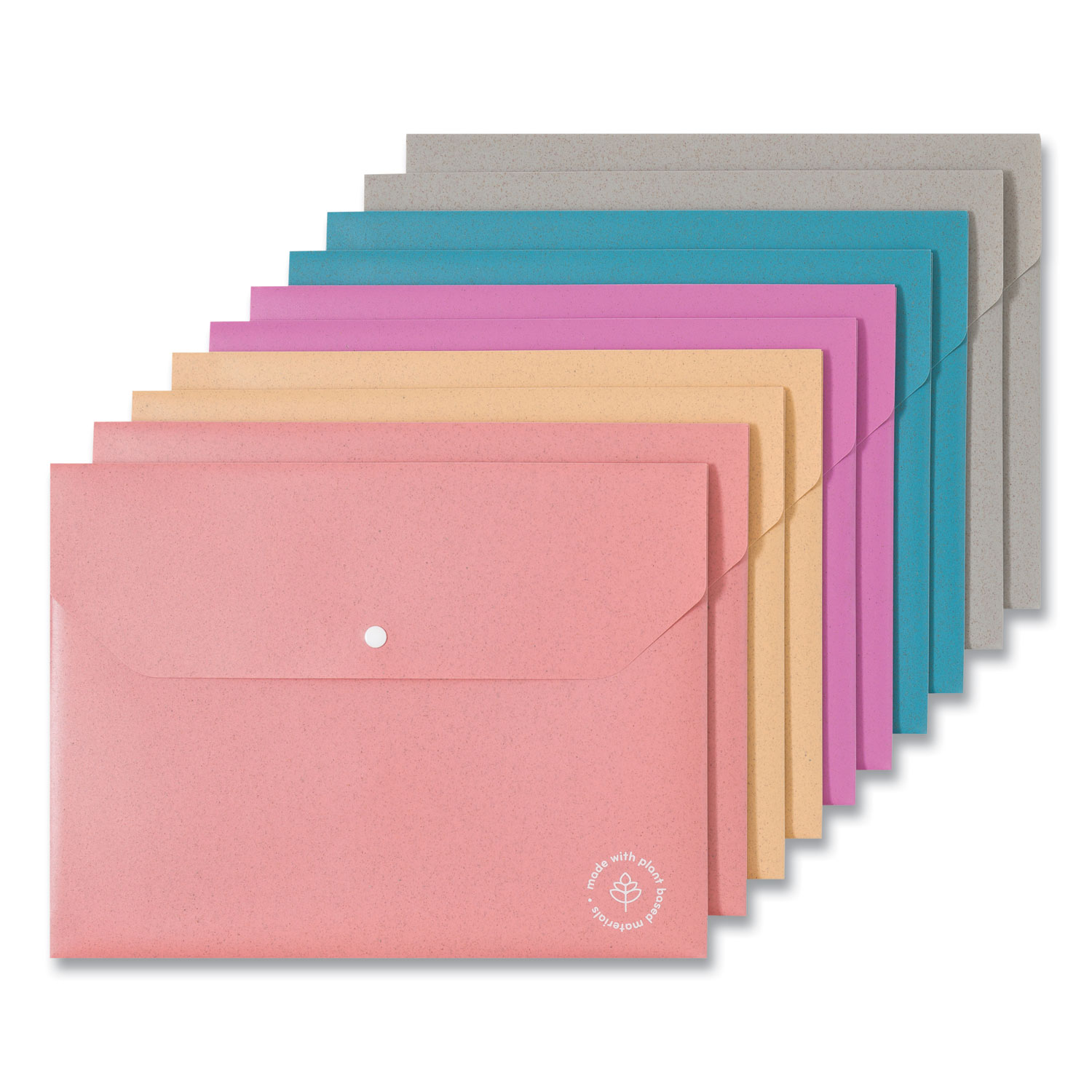 U-Eco Document Holder, 0.59″ Expansion, 1 Section, Snap Button Closure, Letter Size, Assorted Colors, 10/Pack