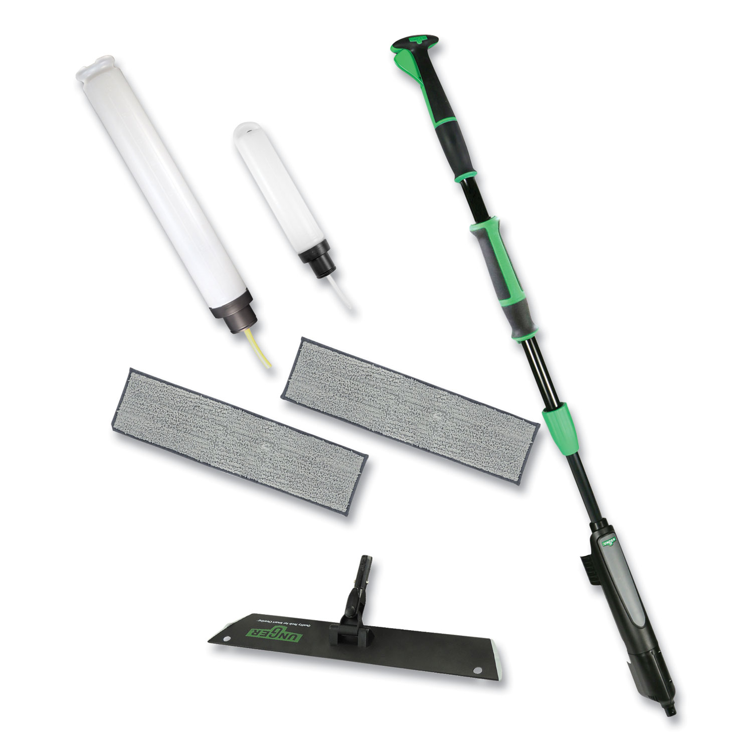 Excella Floor Cleaning Kit, 20″ Gray Microfiber Head, 48″ to 65″ Black/Green Handle