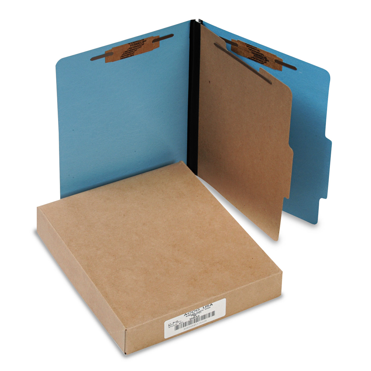 ColorLife PRESSTEX Classification Folders, Letter, 4-Section, Light Blue, 10/Box