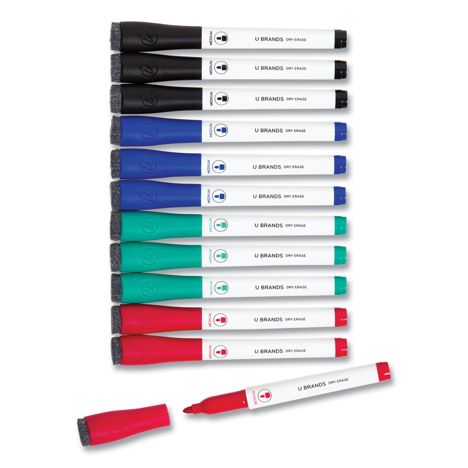 U Brands Low Odor Magnetic Dry Erase Markers with Erasers, Chisel Tip,  Assorted Colors, 4-Count