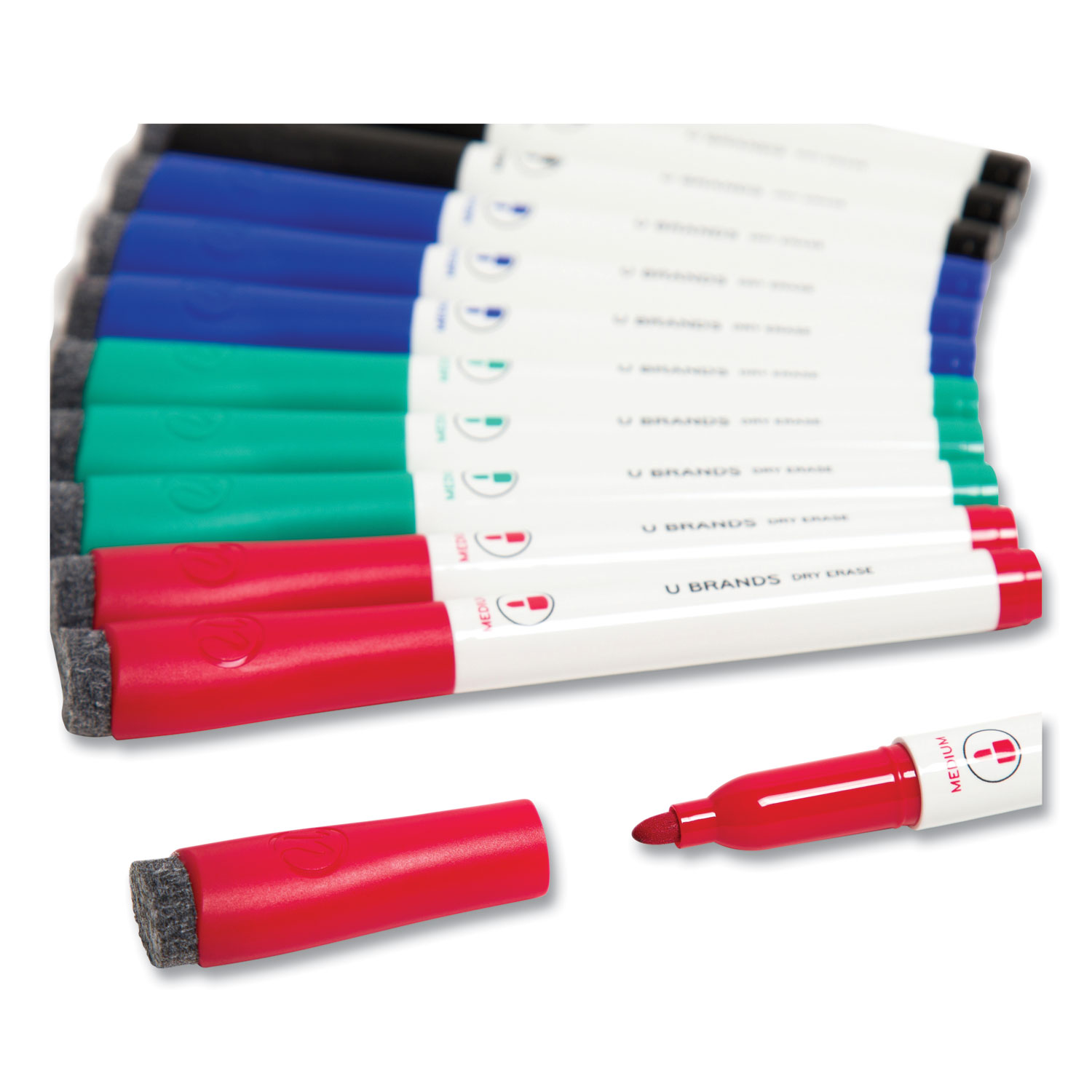 Medium Point Low-Odor Dry-Erase Markers with Erasers, Medium Bullet Tip,  Assorted Colors, 12/Pack - BOSS Office and Computer Products