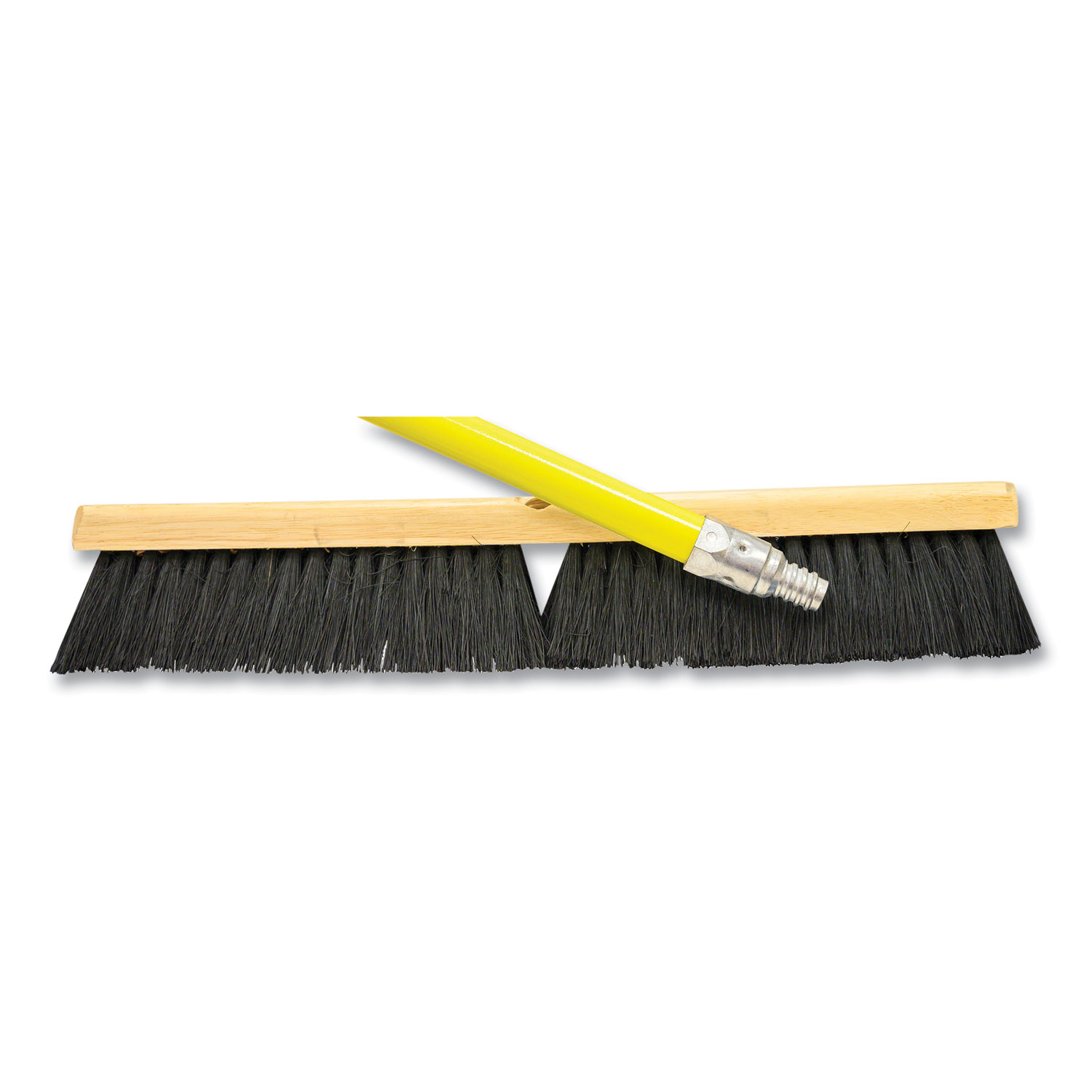 Tampico Push Broom Kit, 18 x 64, Tampico Bristles, Metal Handle, Yellow/Black