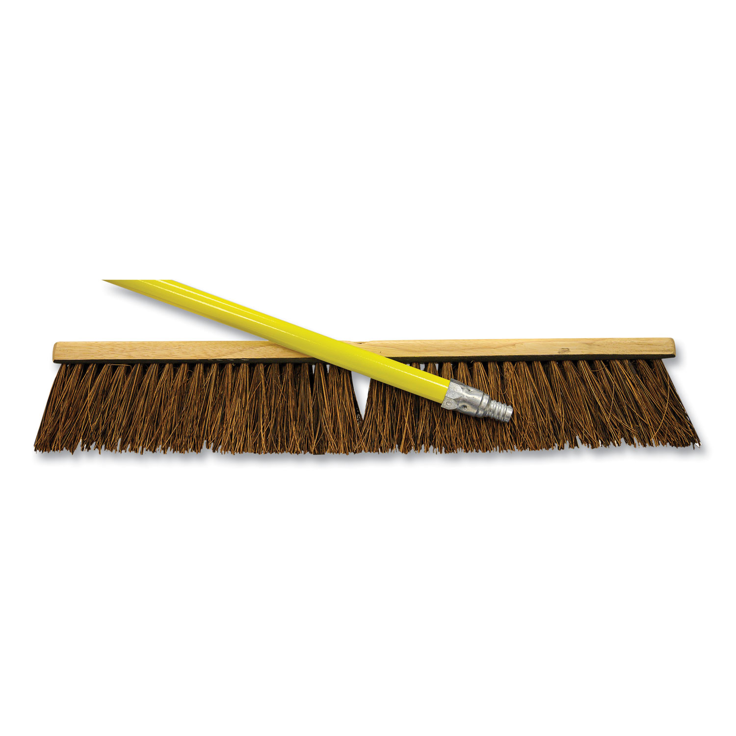 Palmyra Push Broom Kit, 24 x 64, Palmyra Bristles, Metal Handle, Yellow/Brown