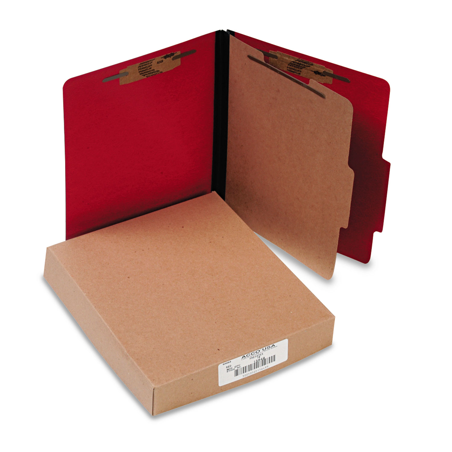 ColorLife PRESSTEX Classification Folders, Letter, 4-Section, Exec Red, 10/Box