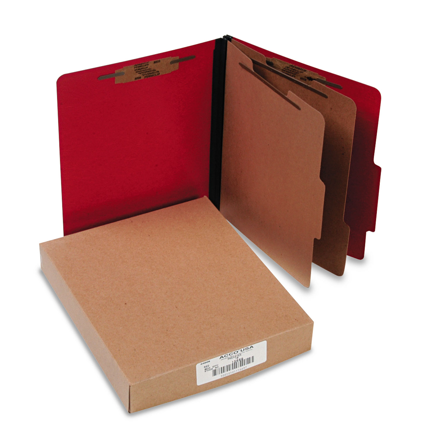  ACCO A7015669 ColorLife PRESSTEX Classification Folders, 2 Dividers, Letter Size, Executive Red, 10/Box (ACC15669) 