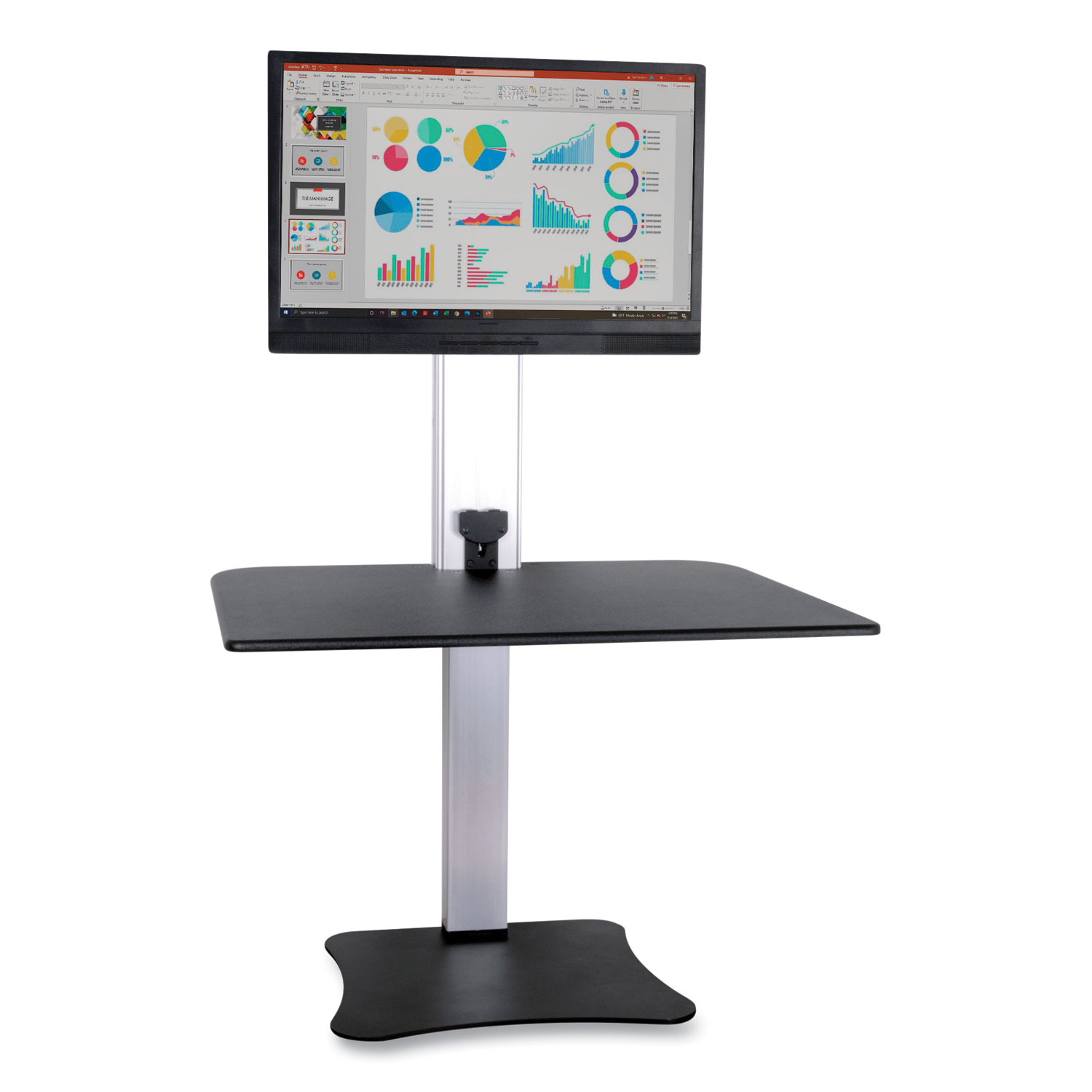 High Rise Electric Standing Desk Workstation, Single Monitor, 28″ x 23″ x 20.25″, Black/Aluminum