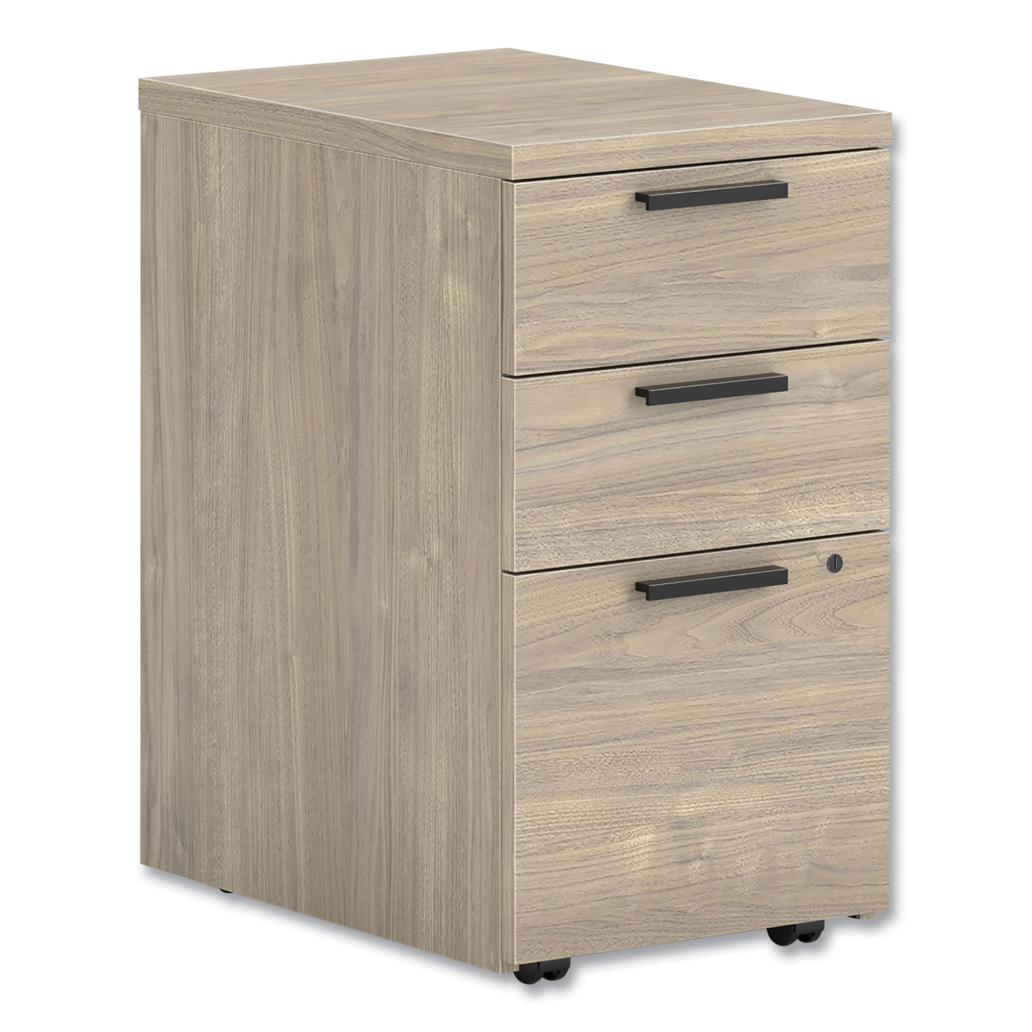 10500 Series Mobile Pedestal File, Left/Right, 3-Drawers: Box/Box/File, Legal/Letter, Kingswood Walnut, 15.75″ x 22.75″ x 28″