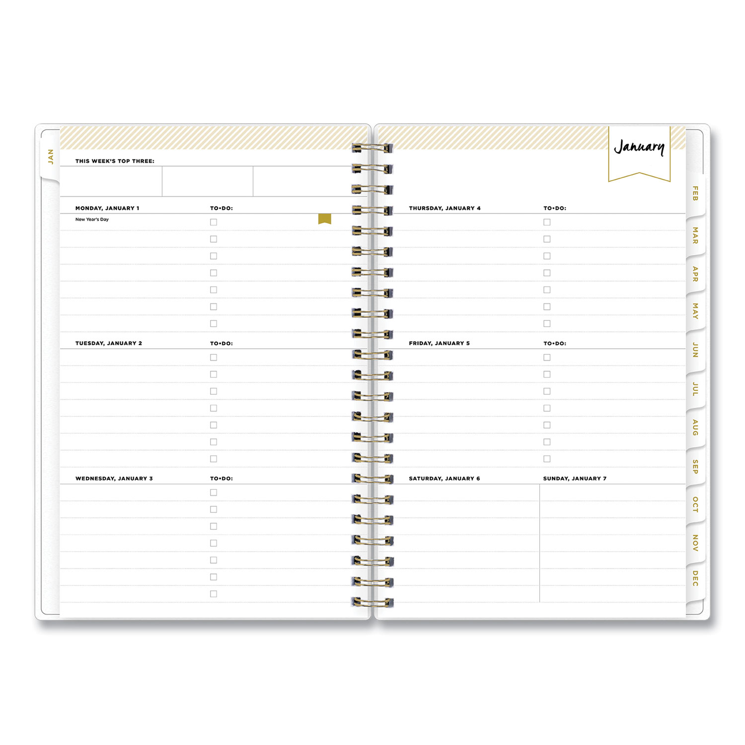 Day Designer Tile Weekly/Monthly Planner, Tile Artwork, 8 x 5, Blue/White  Cover, 12-Month (Jan to Dec): 2024