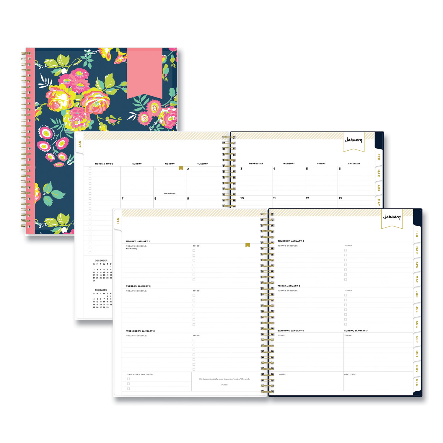 Day Designer Peyton Create-Your-Own Cover Weekly/Monthly Planner, Floral  Artwork, 11 x 8.5, Navy, 12-Month (Jan-Dec): 2024 - Zerbee