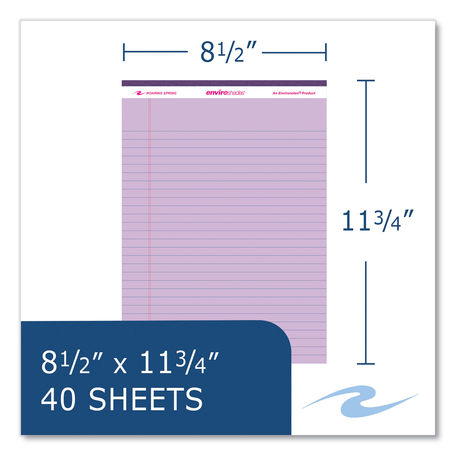 Roaring Spring® Enviroshades Legal Notepads, 40 Assorted 8.5 x 11.75 Sheets, 54 Notepads/Carton