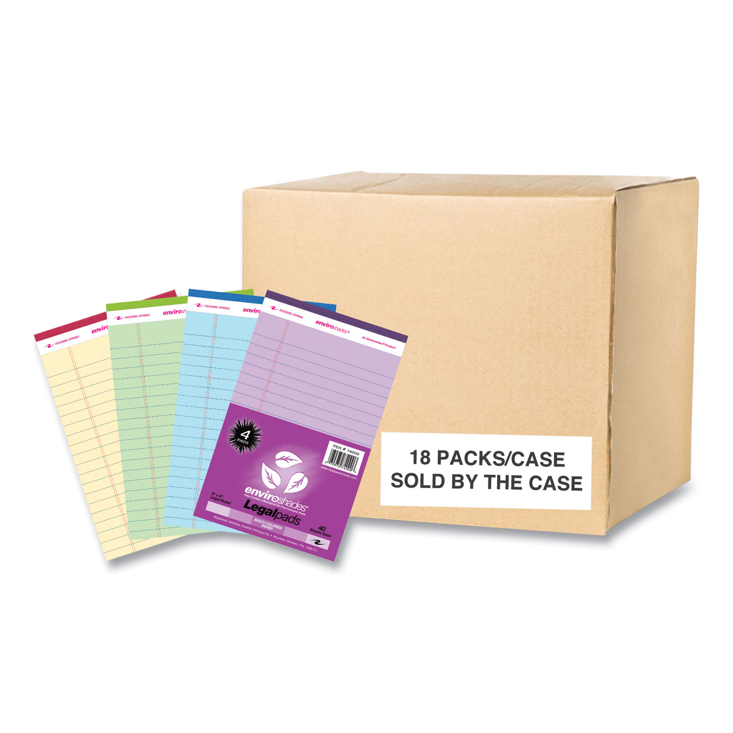 Enviroshades Legal Notepads, 40 Assorted 5 x 8 Sheets, 72 Notepads/Carton