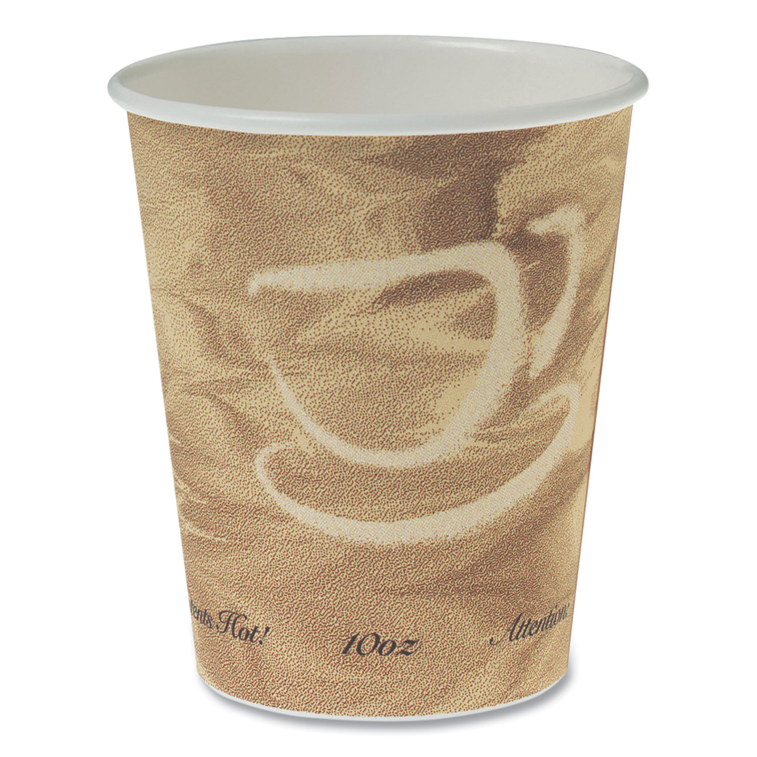 Single Sided Poly Paper Hot Cups, 10 oz, Mistique Design, 50/Bag, 20 Bags/Carton