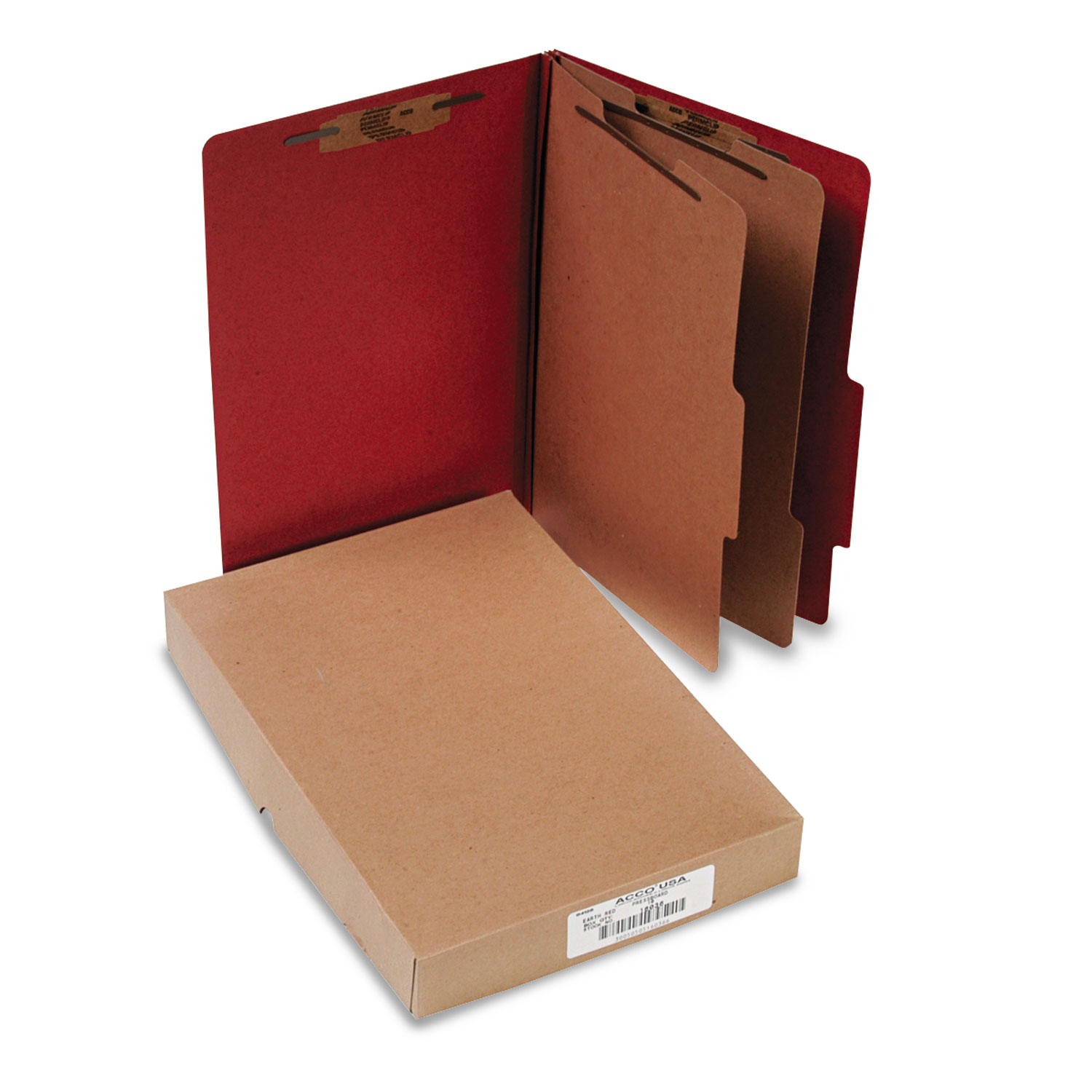 Pressboard 25-Pt Classification Folders, Legal, 6-Section, Earth Red, 10/Box