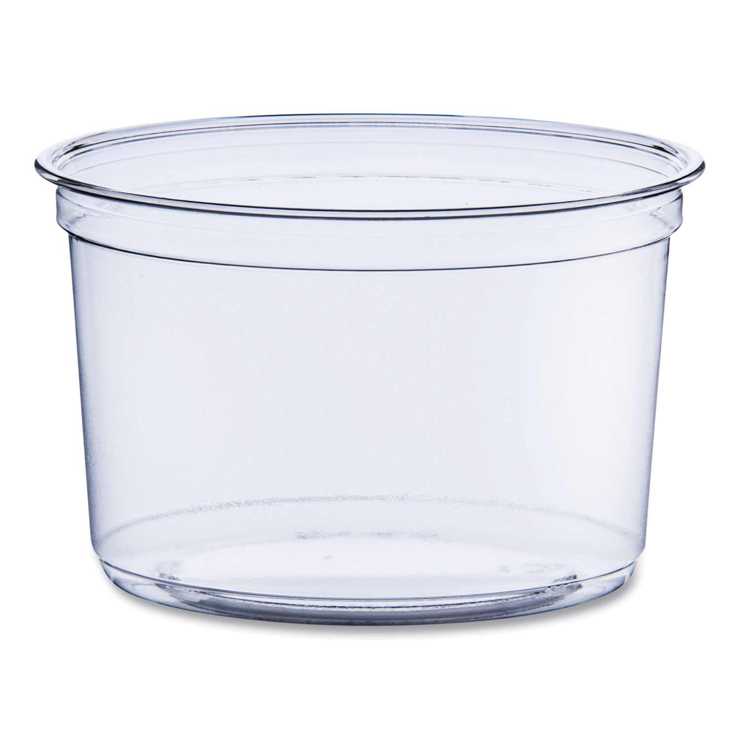 Bare Eco-Forward RPET Deli Containers, ProPlanet Seal, 16 oz, 4.6" Diameter x 3" h, Clear, Plastic, 500/Carton