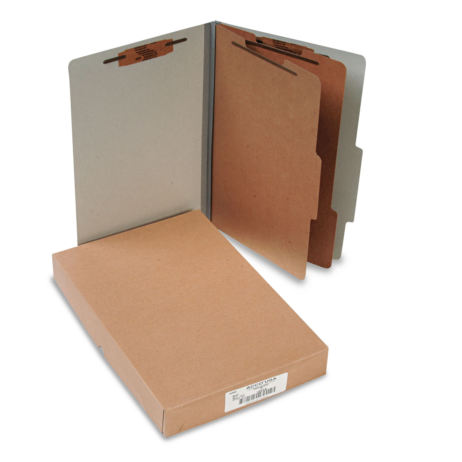 Pressboard 25-Pt Classification Folders, Legal, 6-Section, Mist Gray, 10/Box