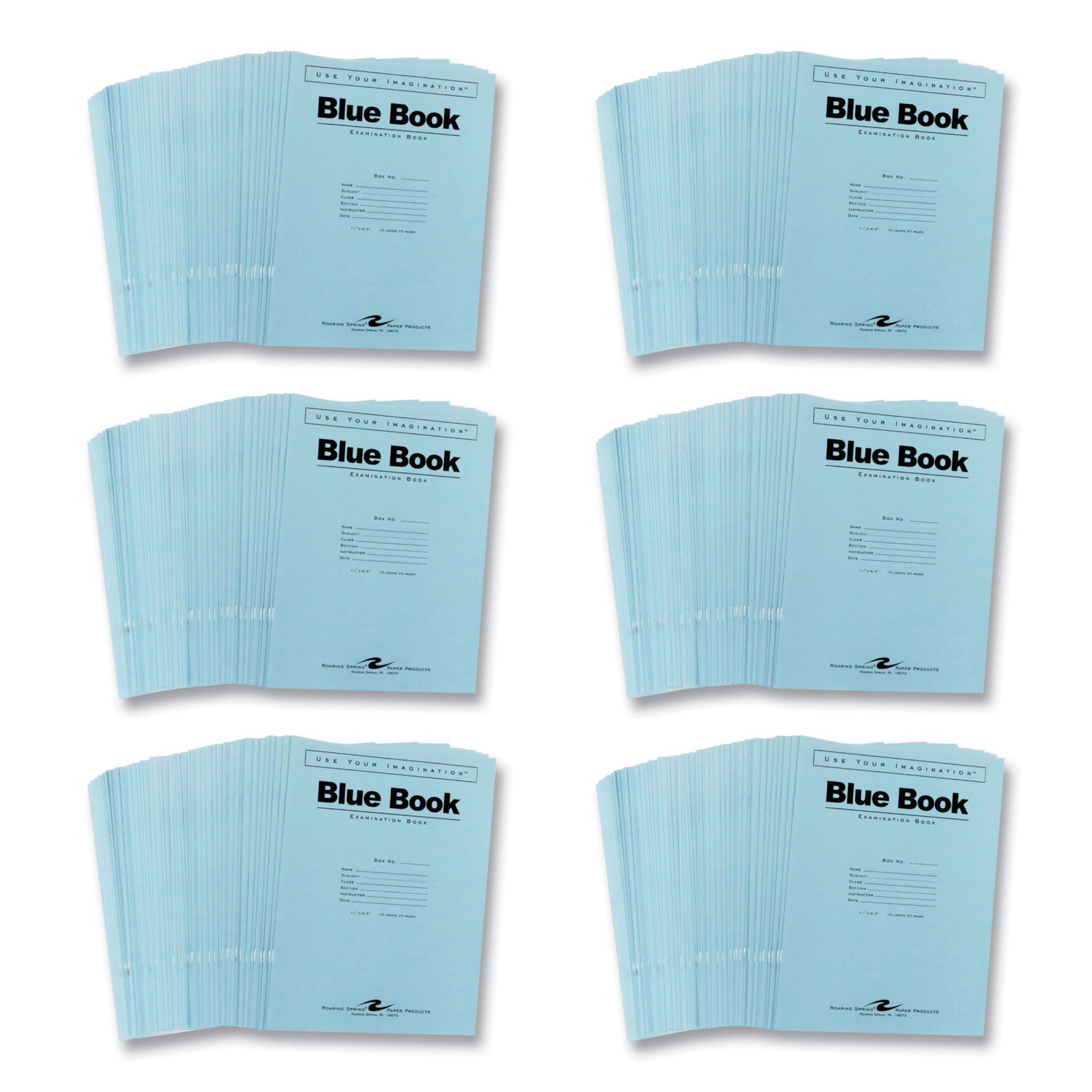 Examination Blue Book, Wide/Legal Rule, Blue Cover, (10) 11 x 8.5 Sheets, 300/Carton