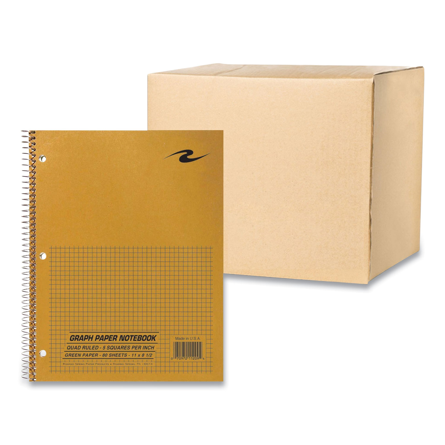 Lab and Science Wirebound Notebook, Quadrille Rule (5 sq/in), Brown Cover, (80) 8.5 x 11 Sheets, 24/Carton