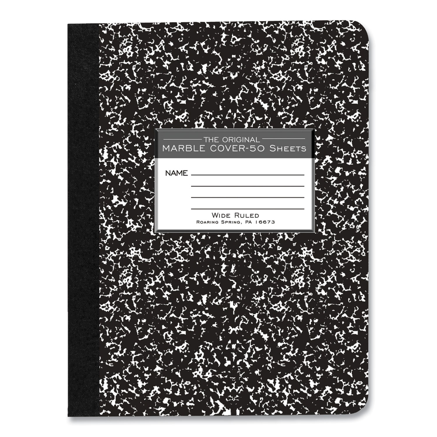 Hardcover Marble Composition Book, Wide/Legal Rule, Black Marble Cover, (50) 9.75 x 7.5 Sheets, 48/Carton