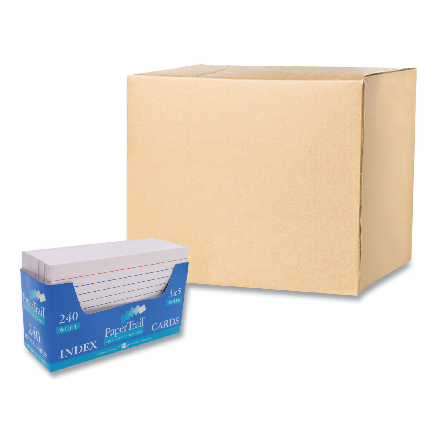 Roaring Spring® Trayed Index Cards, Narrow Rule, 3 x 5, 240 Cards/Tray, 36/Carton