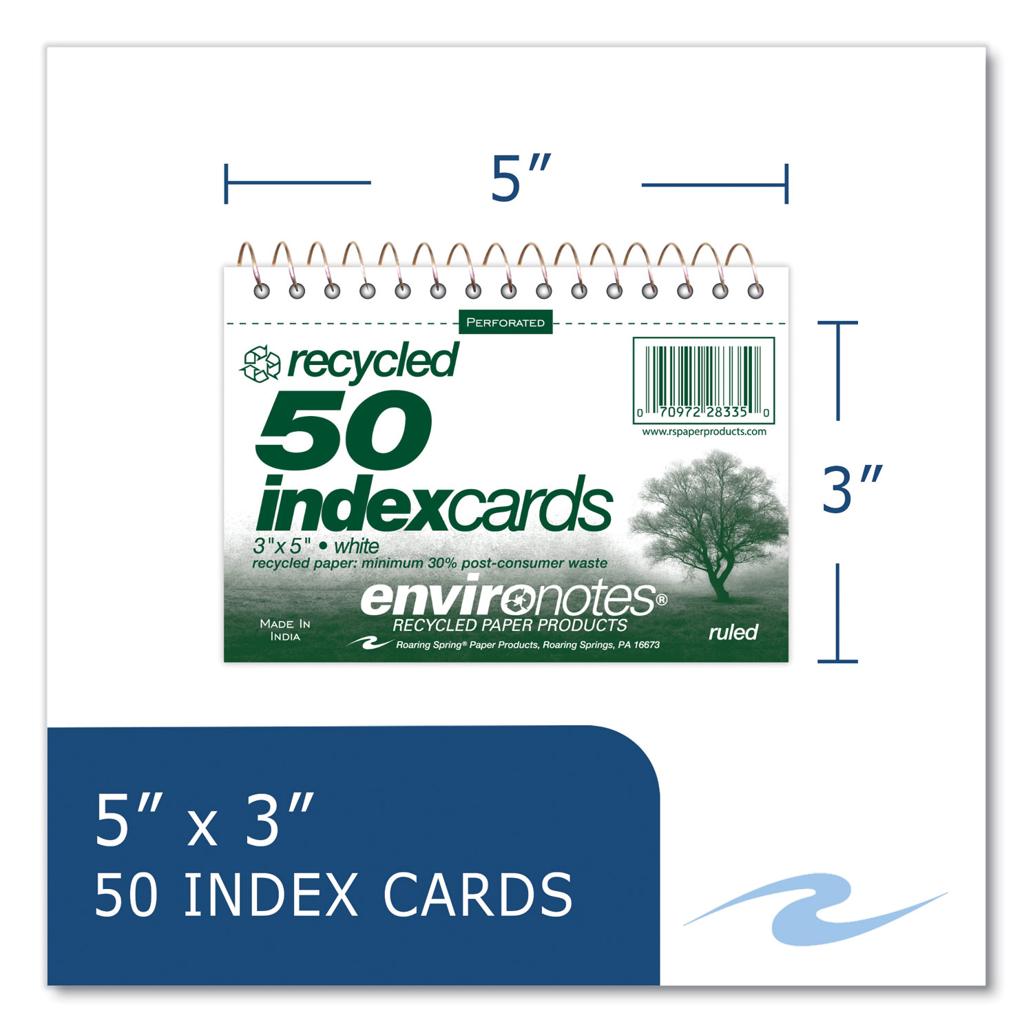 Index Cards, 4 x 6, Ruled, White, 50 Cards