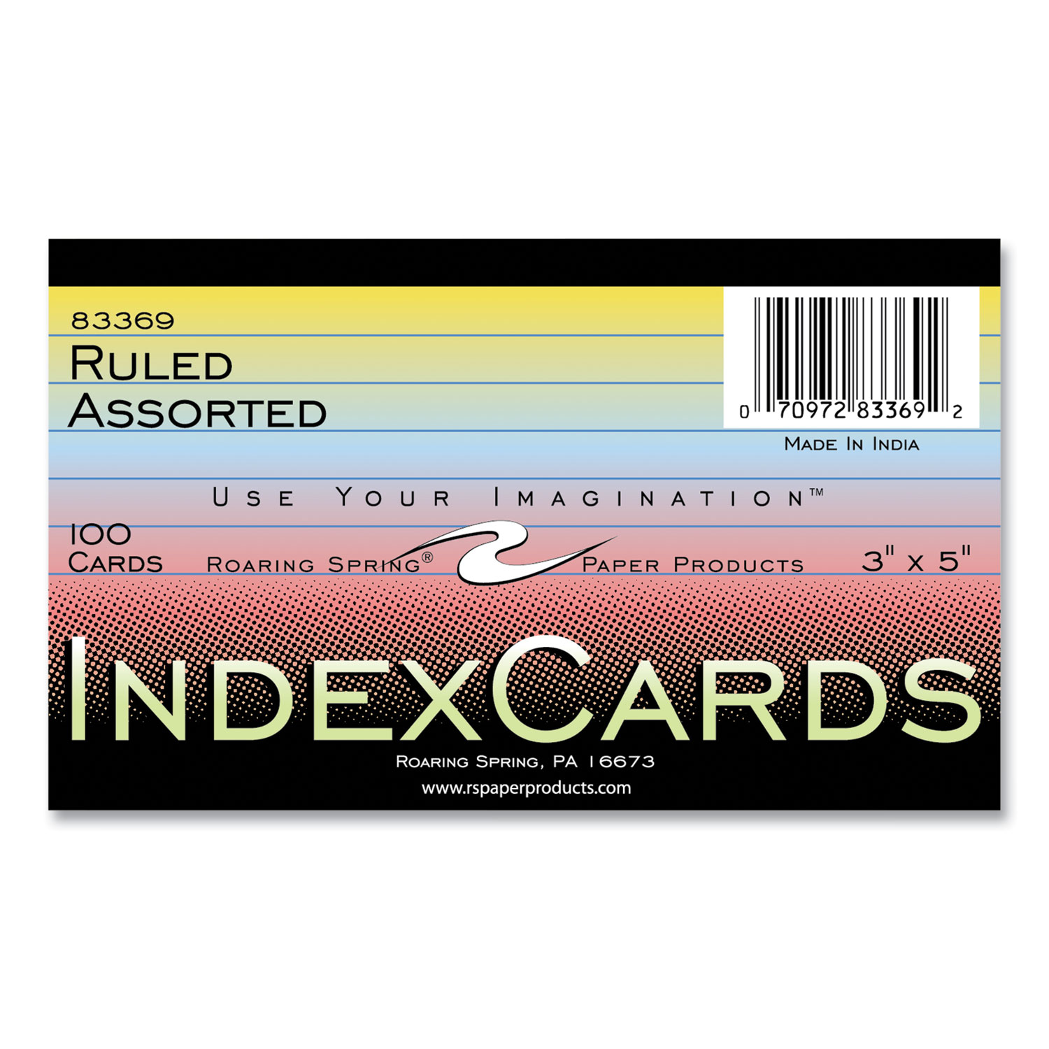 Ruled Colored Index Cards, 4 X 6 100 count