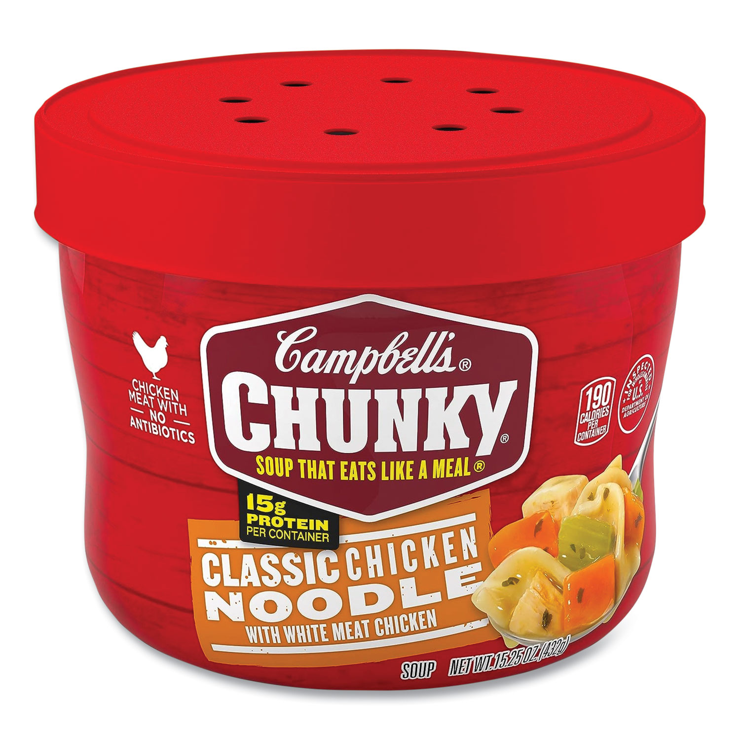 Chunky Classic Chicken Noodle Bowl,15.25 oz Bowl, 8/Carton